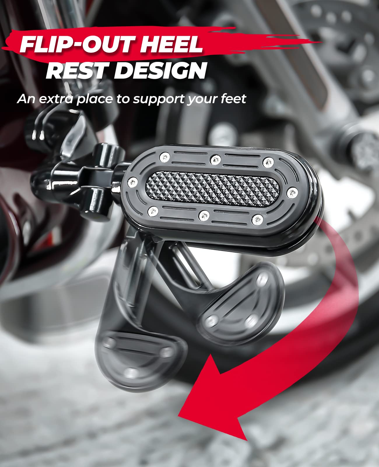 Photo of Motorcycle Highway Pegs for 1.25" Engine Guard by Kemimoto - Premium for UTVs / Side by Sides