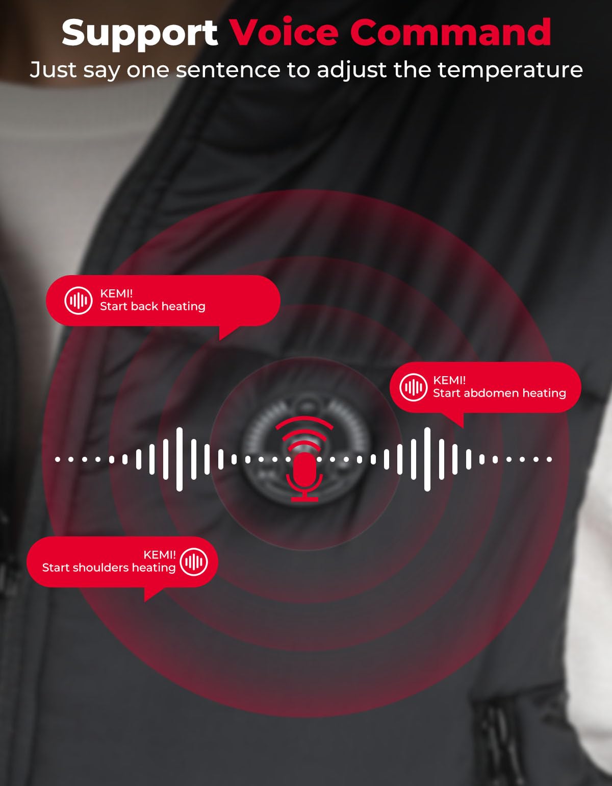 Photo of Heated Vest by Voice and APP Temp Control with Battery Pack by Kemimoto - Premium for UTVs / Side by Sides