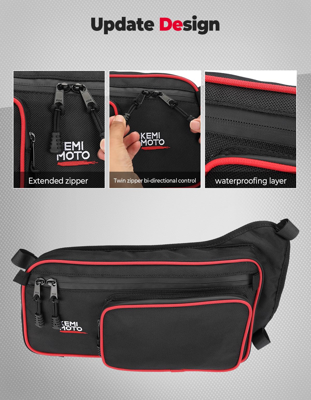 Photo of One Set Rear Upper Door Bags for Can-Am Maverick X3 MAX - Red by Kemimoto - Premium for UTVs / Side by Sides