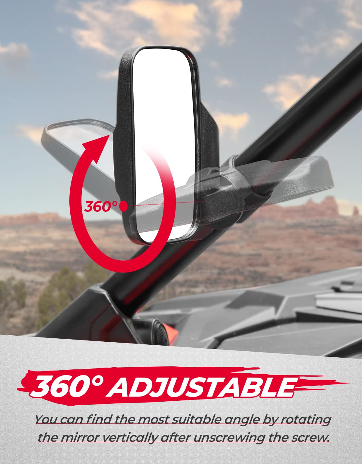 Photo of UTV 1.75"-2" Side View High Impact Convex Mirror for Can-am/Mule/Ranger/RZR by Kemimoto - Premium for UTVs / Side by Sides