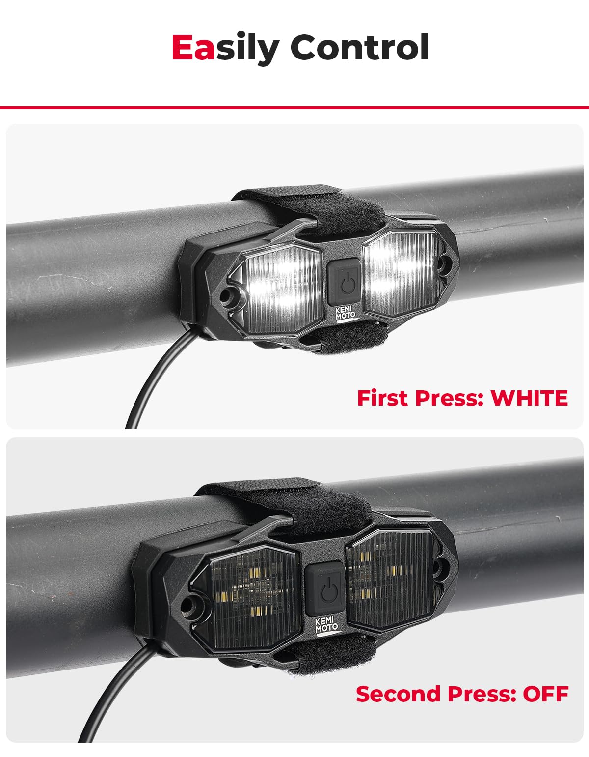 Photo of Universal Waterproof LED Light for Cab Roll Cage by Kemimoto - Premium for UTVs / Side by Sides