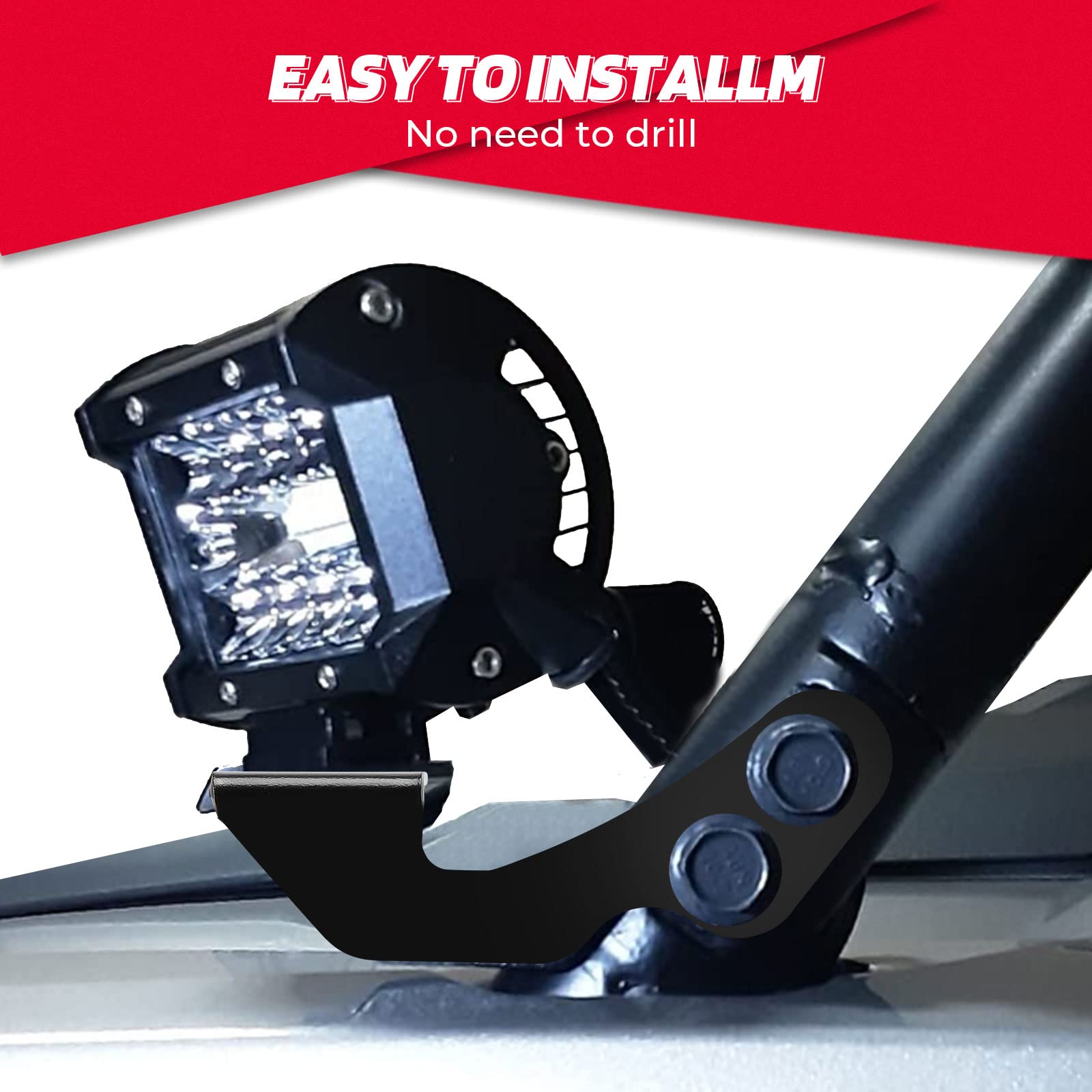 Photo of LED Light Mount A-Pillar Mount Light Bracket for Polaris RZR (2 packs) by Kemimoto - Premium for UTVs / Side by Sides