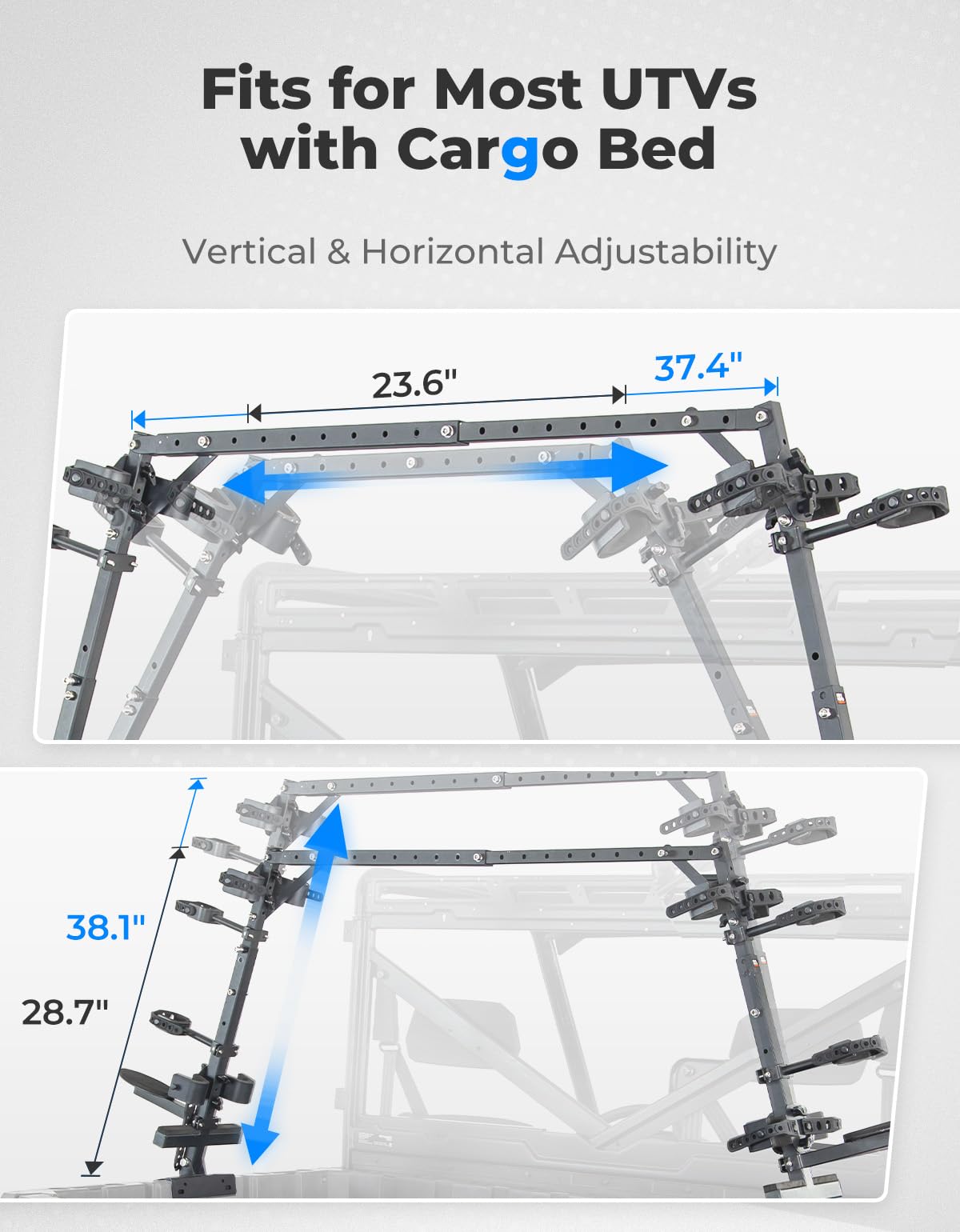 Photo of UTV Double Crossbow Rack for Polaris Ranger General Pioneer by Kemimoto - Premium for UTVs / Side by Sides