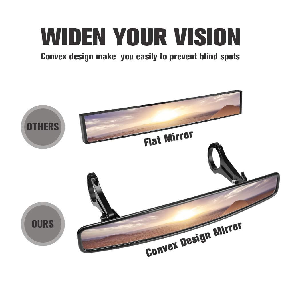 Photo of Rear View Mirror with 1.75" Clamps and Convex Design for Polaris RZR by Kemimoto - Premium for UTVs / Side by Sides