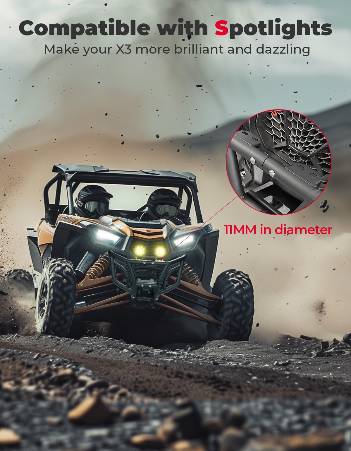 Photo of Spotlight Ready Front Bumper for Can-Am Maverick X3/X3 MAX by Kemimoto - Premium for UTVs / Side by Sides