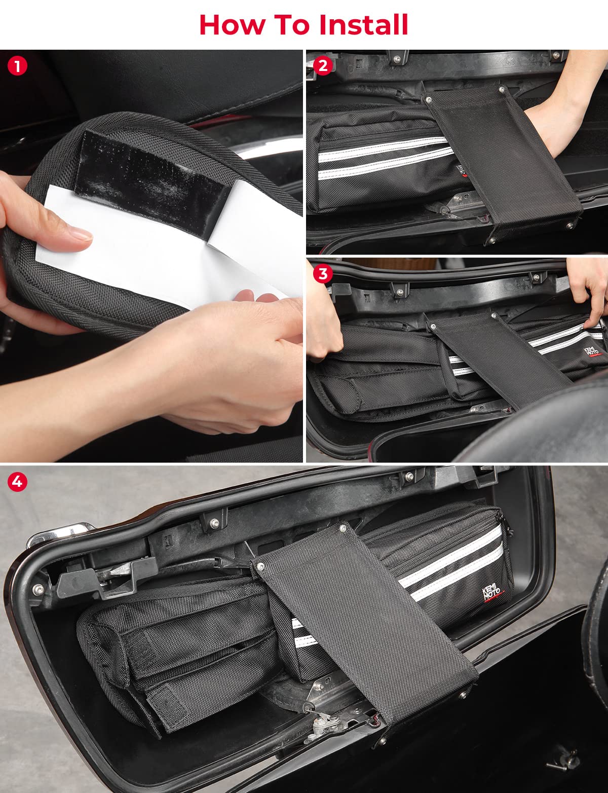 Photo of Saddlebag Lid Organizers 2 Pack for Touring Street Glide Road King by Kemimoto - Premium for UTVs / Side by Sides