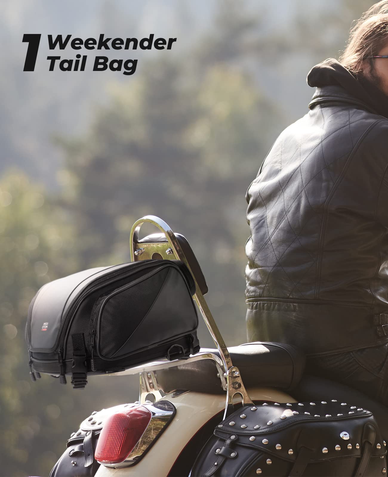Photo of Motorcycle Tail Bag Expandable Sissy bar Bag 22L for Sportster Softail Dyna Touring by Kemimoto - Premium for UTVs / Side by Sides