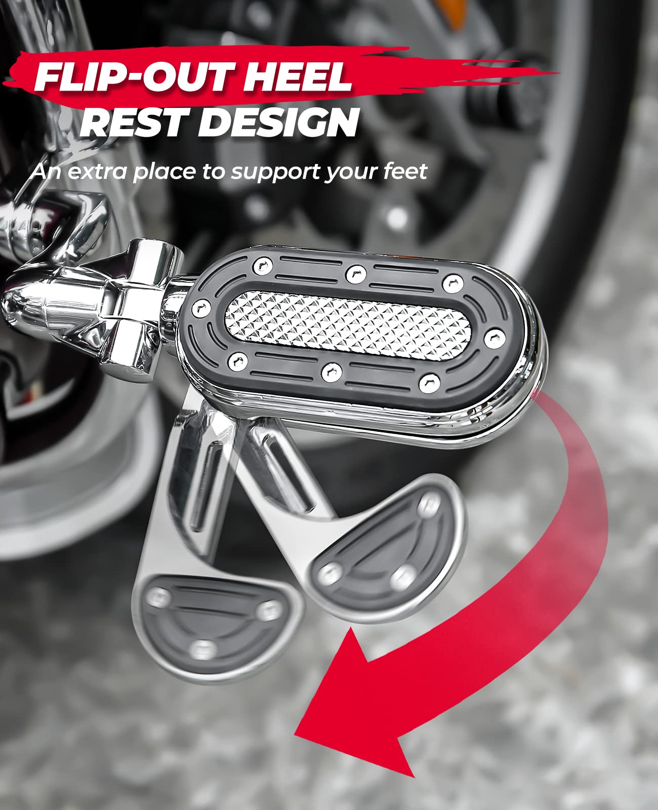 Photo of Motorcycle Adjustable Foot Pegs for 1.25" Engine Guard by Kemimoto - Premium for UTVs / Side by Sides