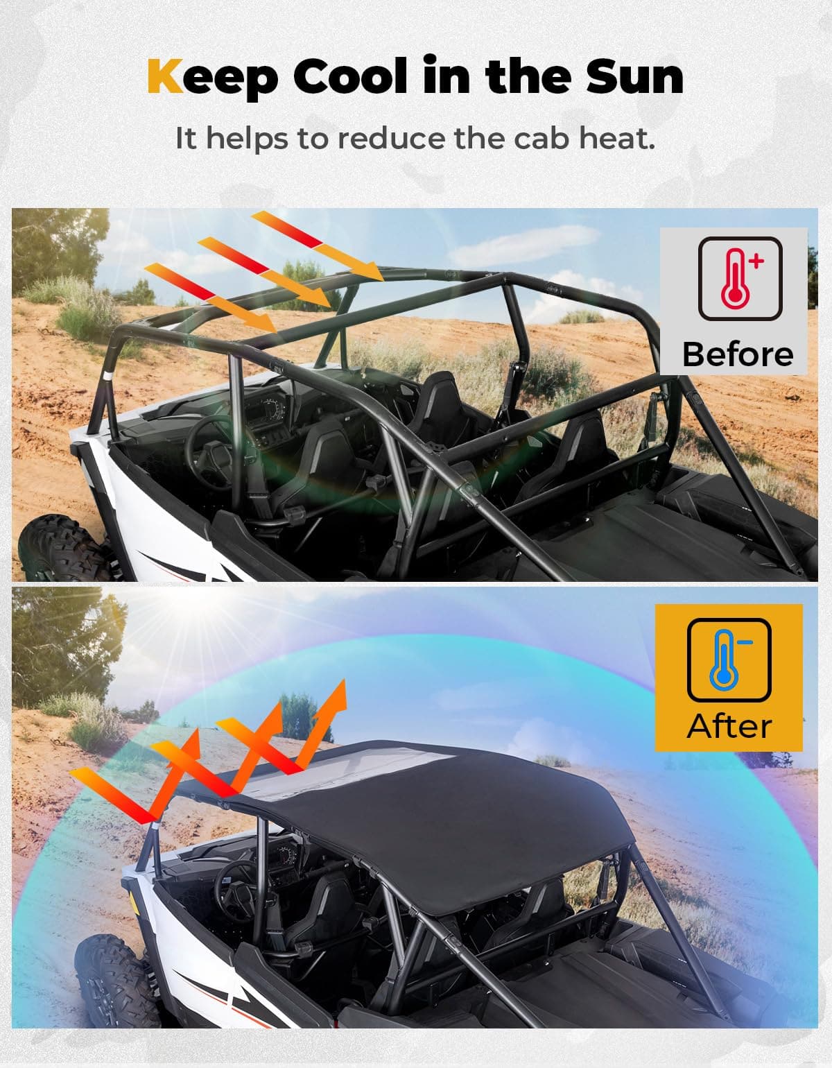 Photo of PVC Soft Roof Top for Polaris RZR XP 4 1000 2024-2025 by Kemimoto - Premium for UTVs / Side by Sides