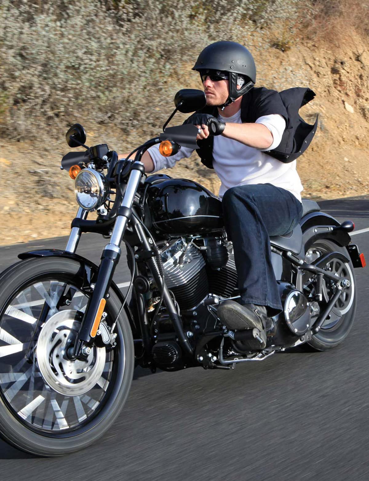 Photo of Motorcycle Handguards, Coffin Cut Hand Shields for Softail (1 Pair ) by Kemimoto - Premium for UTVs / Side by Sides
