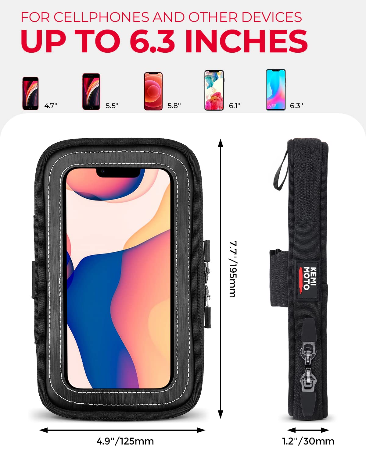 Photo of Motorcycle Magnetic Tank Bag for Cell phone up to 6.3 Inch by Kemimoto - Premium for UTVs / Side by Sides