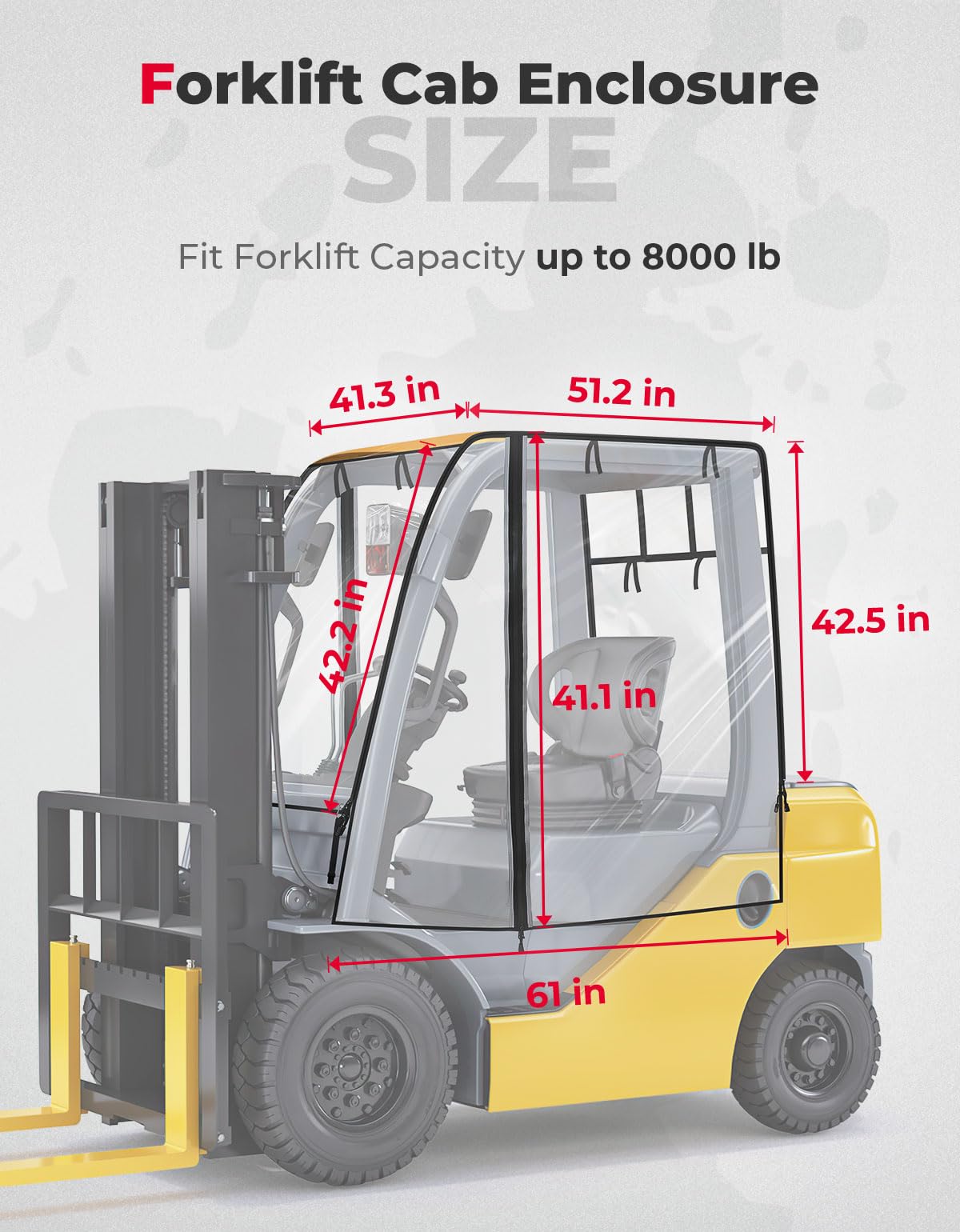 Photo of Universial Clear Forklift Cab Enclosures up to 8000 lbs Truck by Kemimoto - Premium for UTVs / Side by Sides