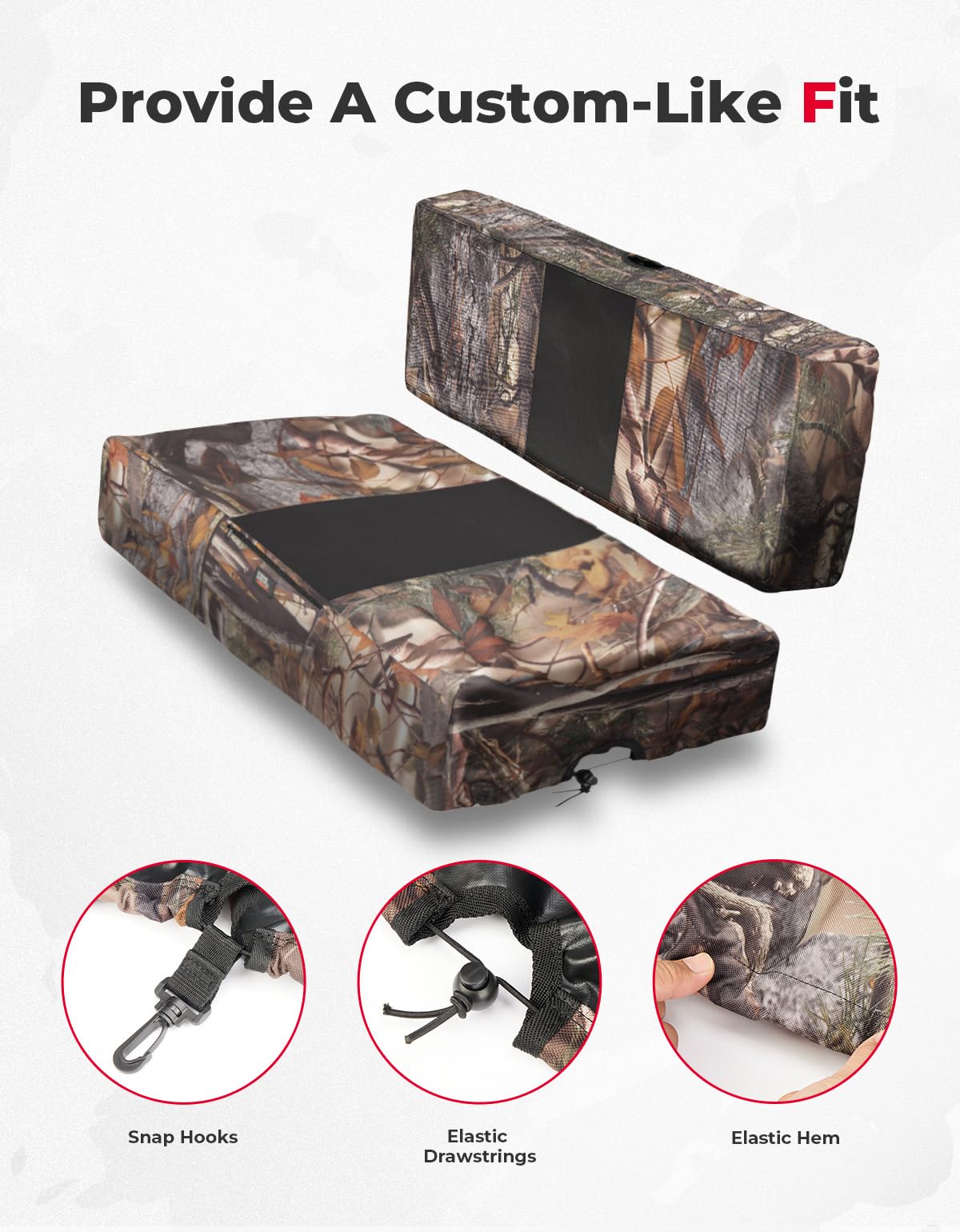 Photo of Camo Bench Seat Cover for Kawasaki Mule 610 600 600D by Kemimoto - Premium for UTVs / Side by Sides