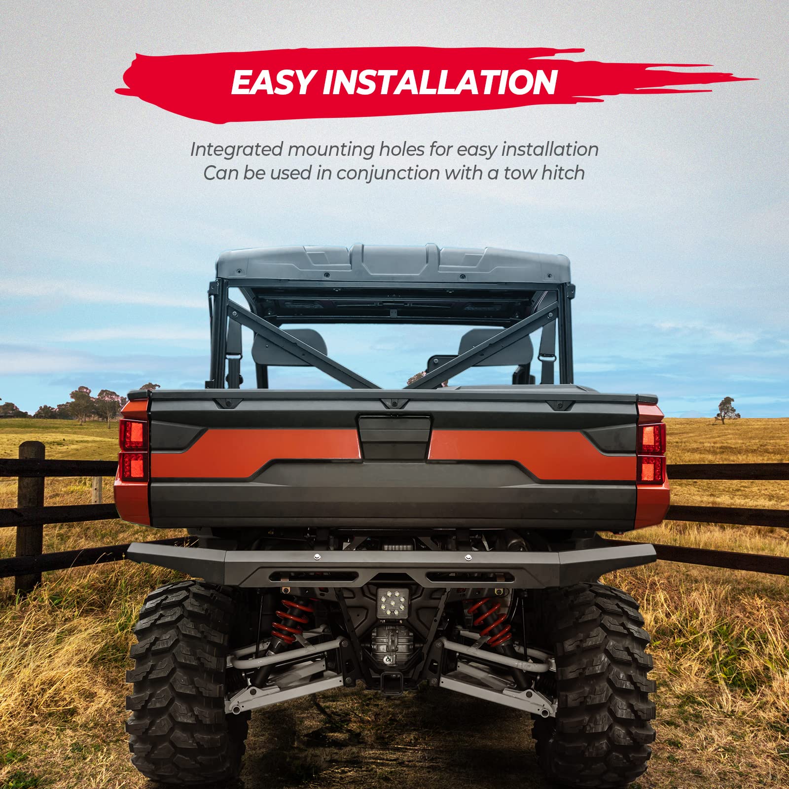Photo of Rear Brushguard Bumper for Polaris Ranger XP 1000 / CREW 2018-2024 by Kemimoto - Premium for UTVs / Side by Sides