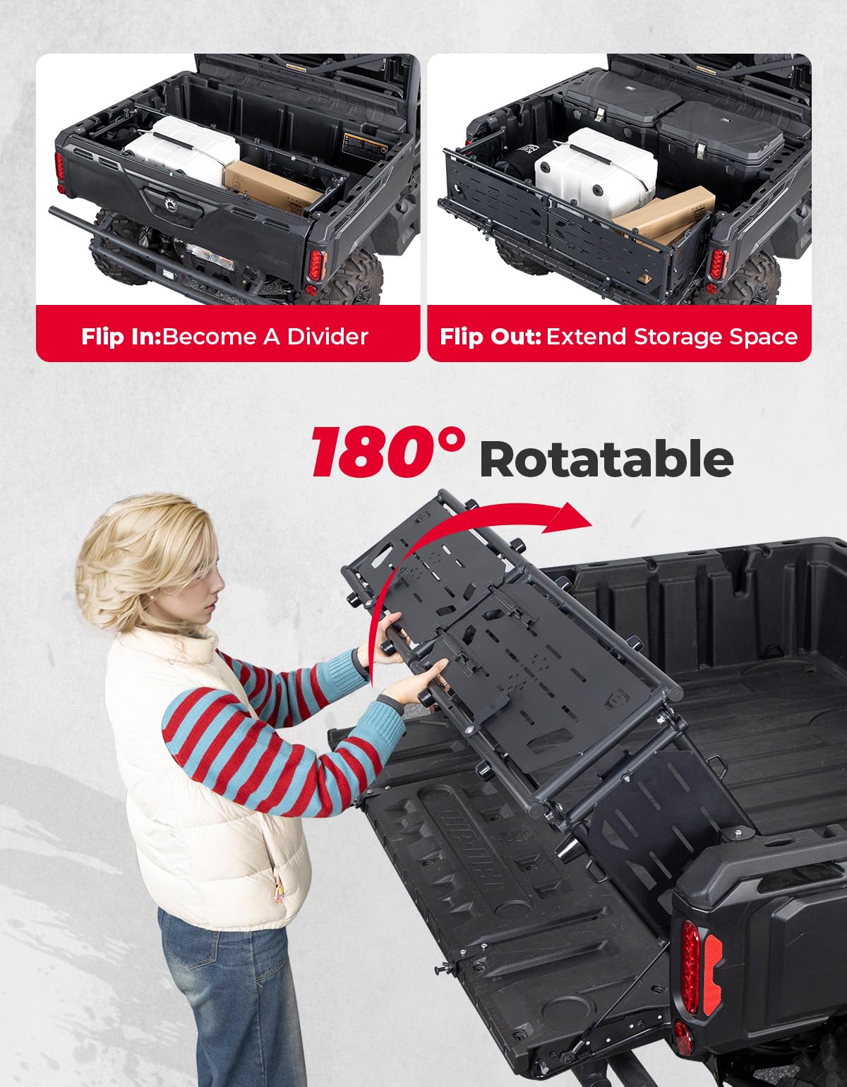 Photo of Heavy-Duty Bed Extender for Can-Am Defender HD10|9|8|7|5 by Kemimoto - Premium for UTVs / Side by Sides