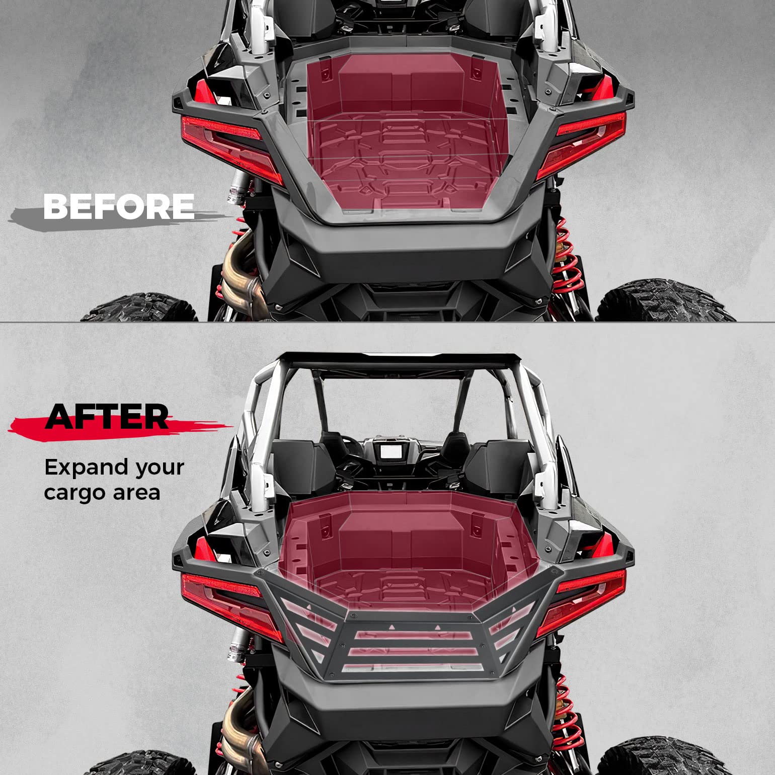 Photo of Rear Cargo Bed Extender Tailgate for Polaris RZR Pro R/4 2022-2024 by Kemimoto - Premium for UTVs / Side by Sides