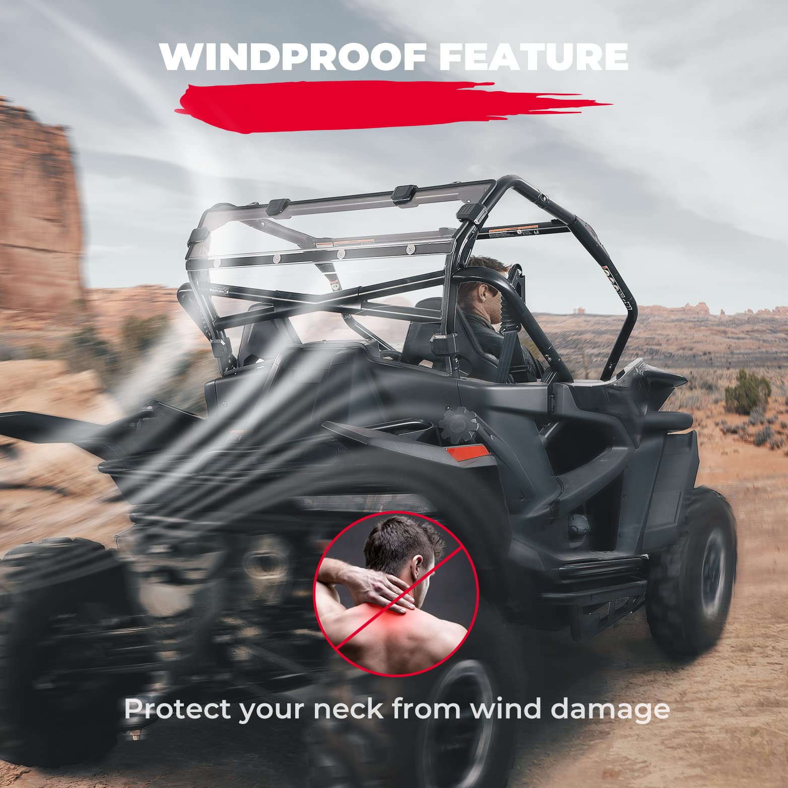 Photo of Rear Windshield Scratch Resistant for CFMOTO ZForce 950 by Kemimoto - Premium for UTVs / Side by Sides