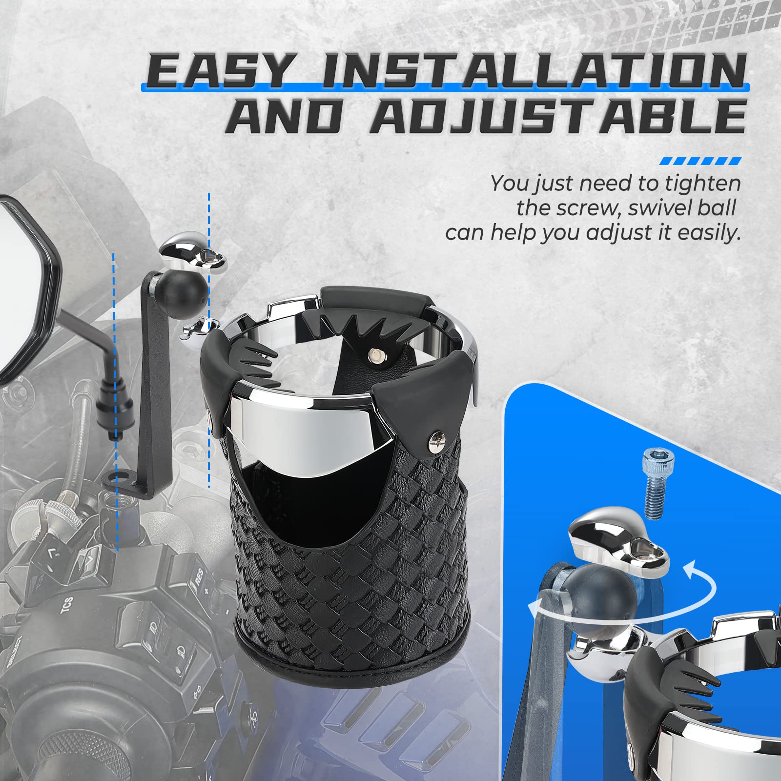 Photo of Upgraded Motorcycle ATV Cup Holder by Kemimoto - Premium for UTVs / Side by Sides
