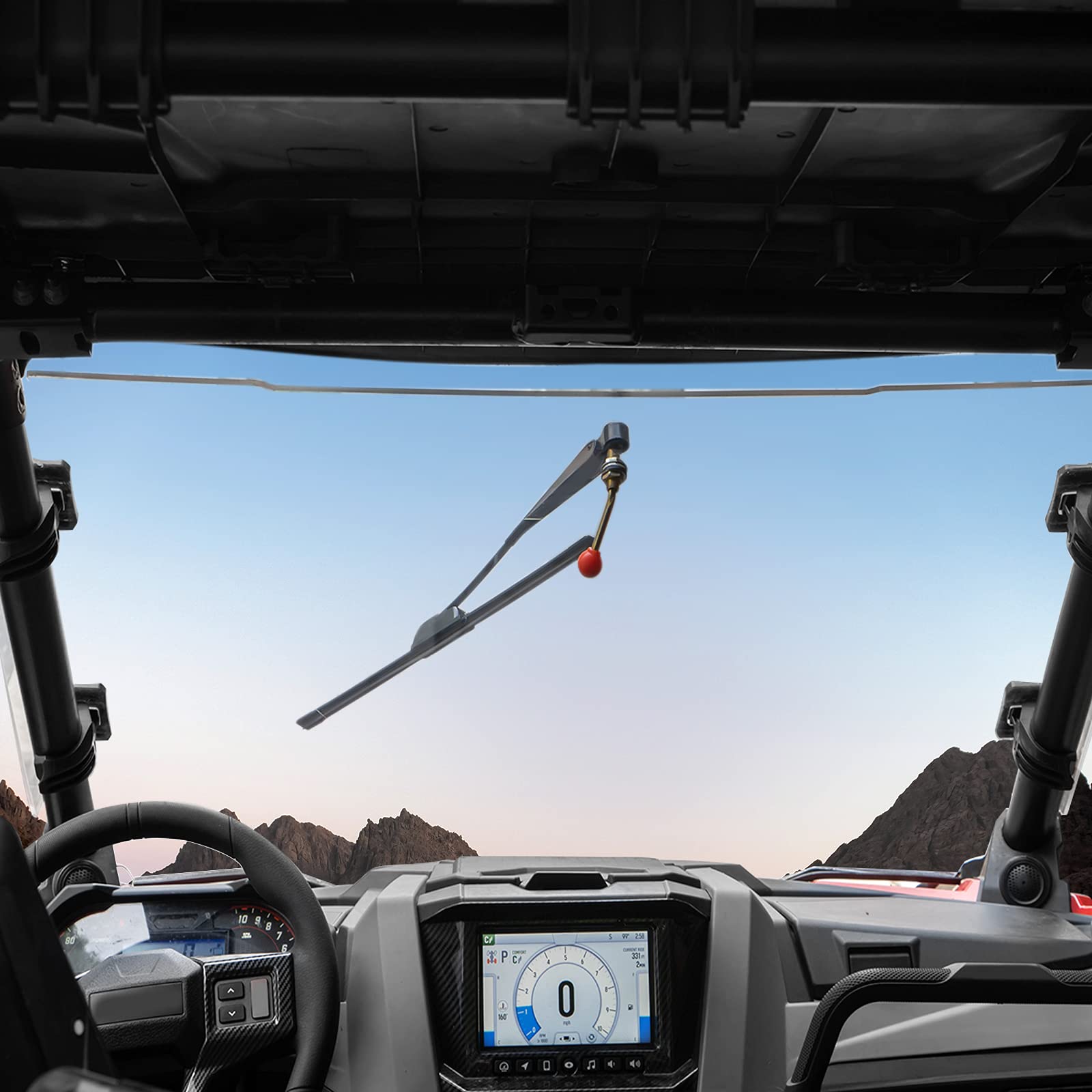 Photo of UTV Hand Operated Manual Windshield Wiper Kit by Kemimoto - Premium for UTVs / Side by Sides