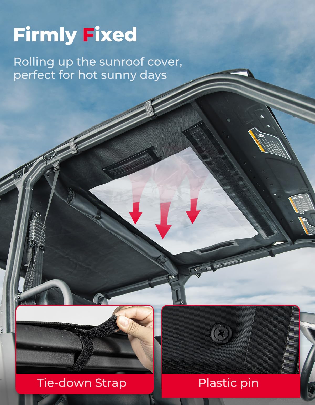 Photo of Soft Roof Top for Can-Am Defender Max HD5/8/10 by Kemimoto - Premium for UTVs / Side by Sides