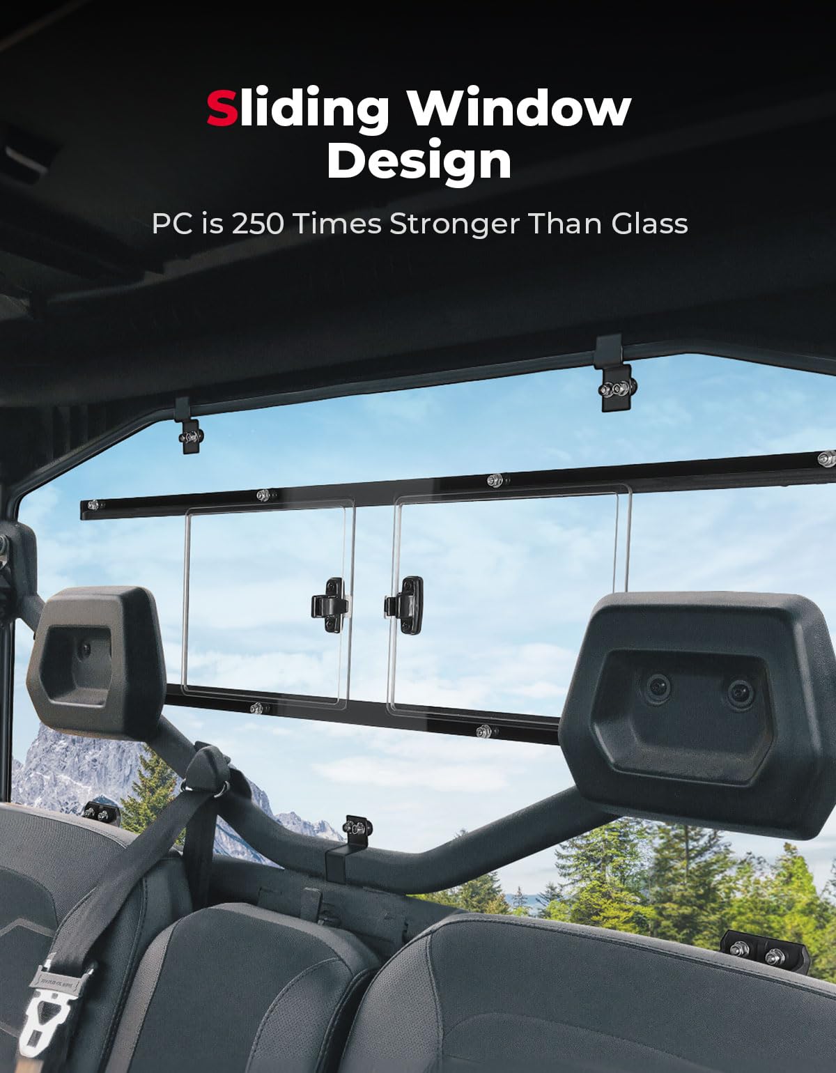 Photo of Sliding Rear Windshield for Can-Am Defender HD10|9|8|7|5 by Kemimoto - Premium for UTVs / Side by Sides