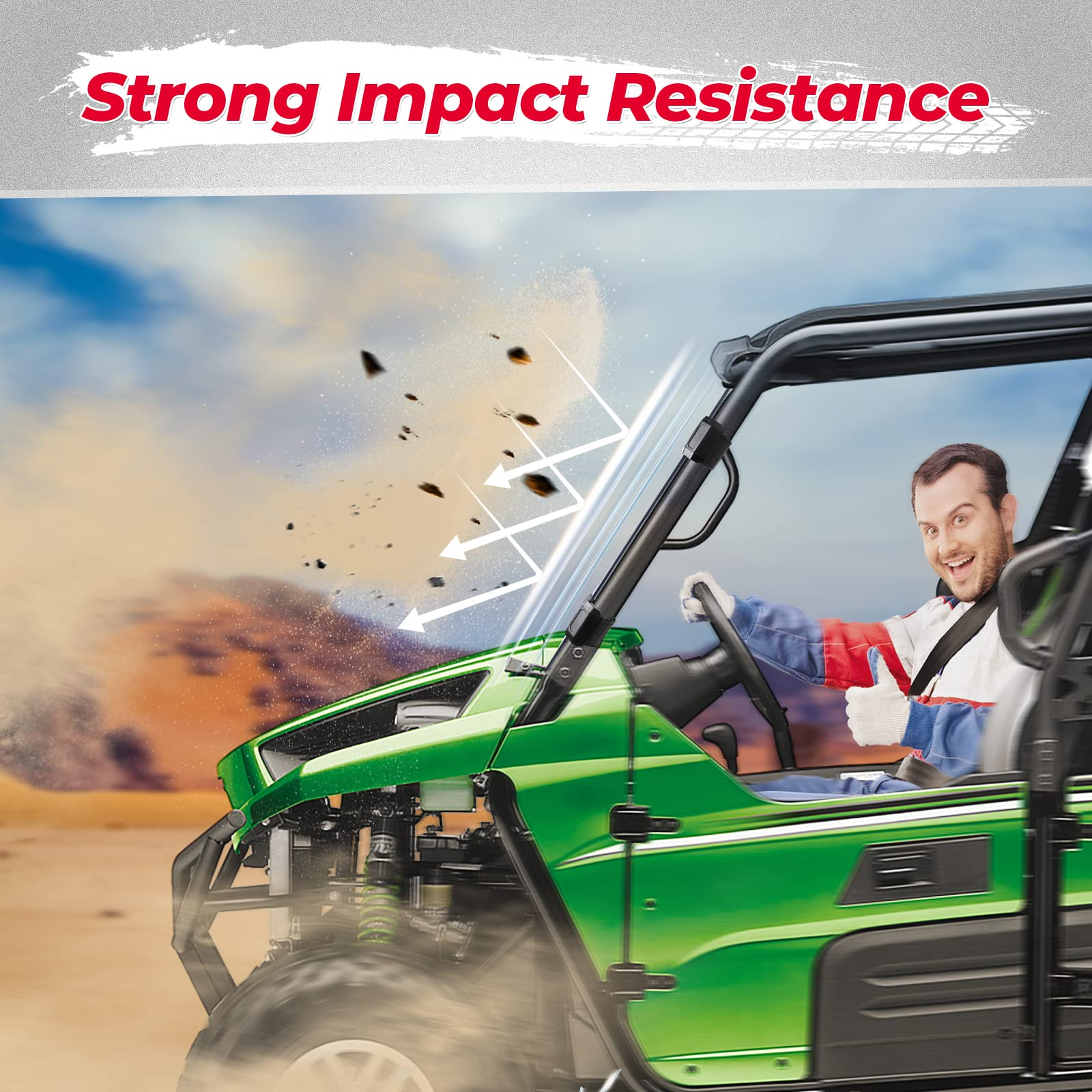 Photo of Front Full Windshield for Kawasaki Teryx 4 750 / Teryx 800 by Kemimoto - Premium for UTVs / Side by Sides