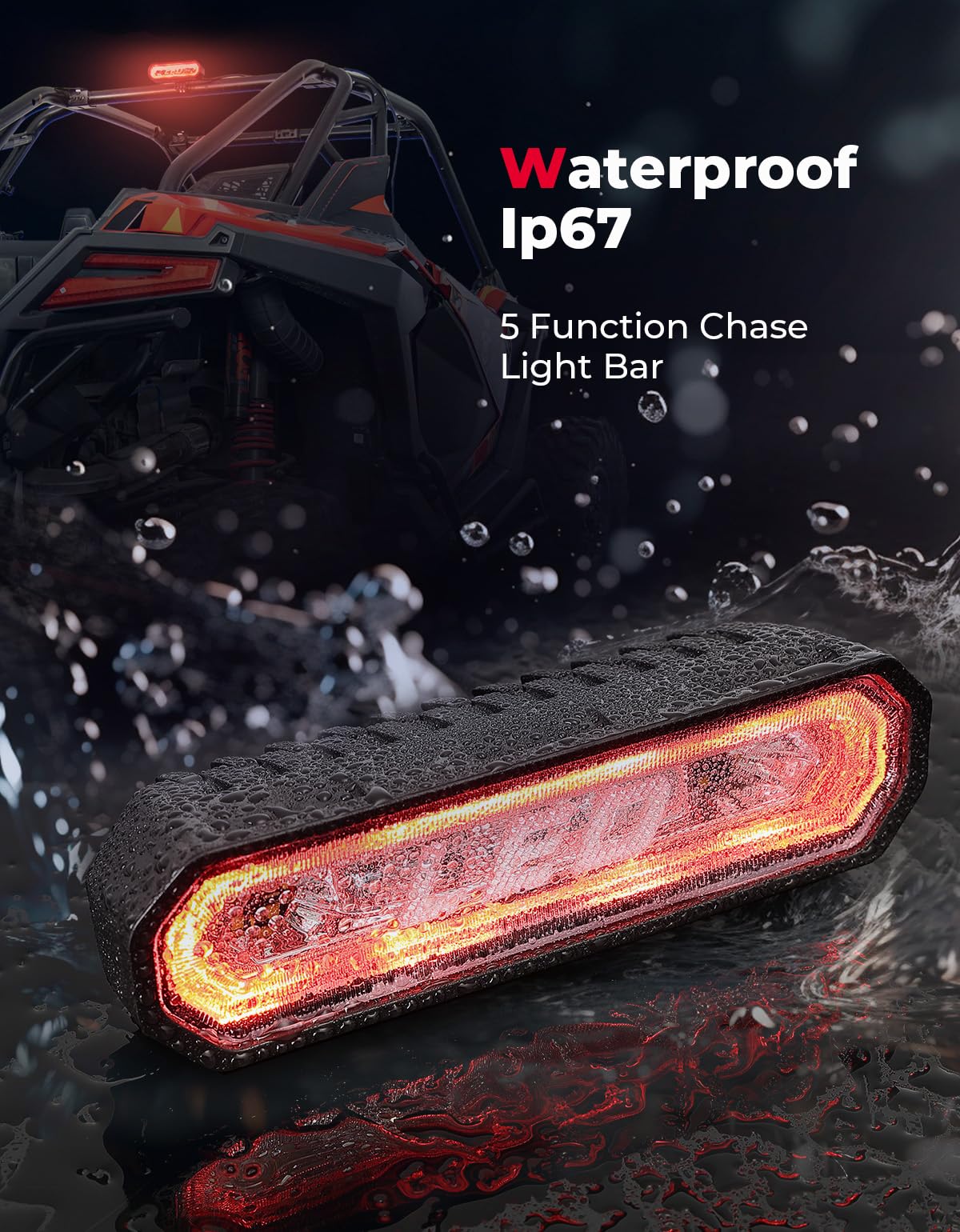 Photo of UTV Universial LED Chase Brake Tail Lights for RZR Ranger Maverick X3 by Kemimoto - Premium for UTVs / Side by Sides
