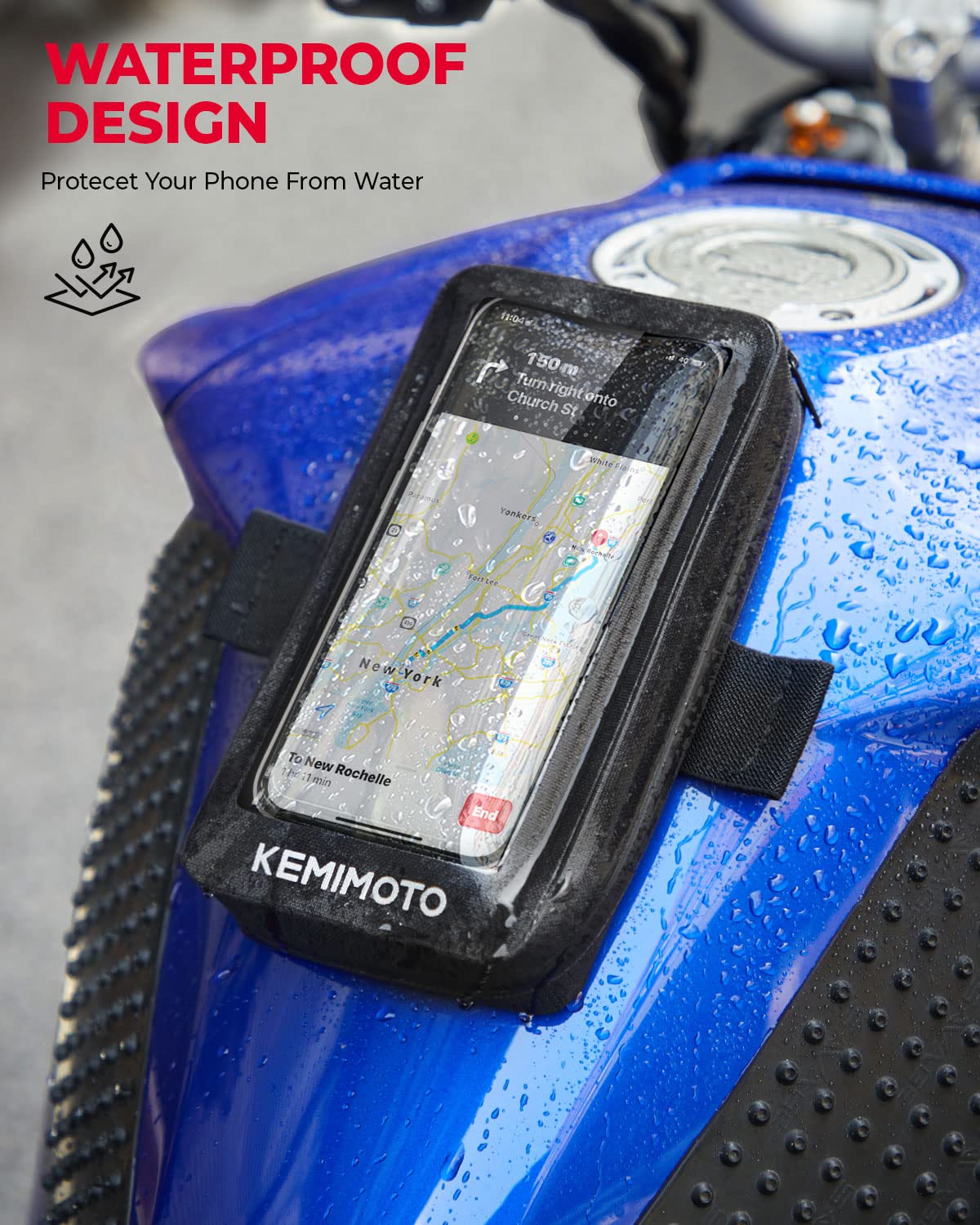 Photo of Motorcycle Waterproof Tank Bag for Cell Phone up to 6.5 Inch by Kemimoto - Premium for UTVs / Side by Sides