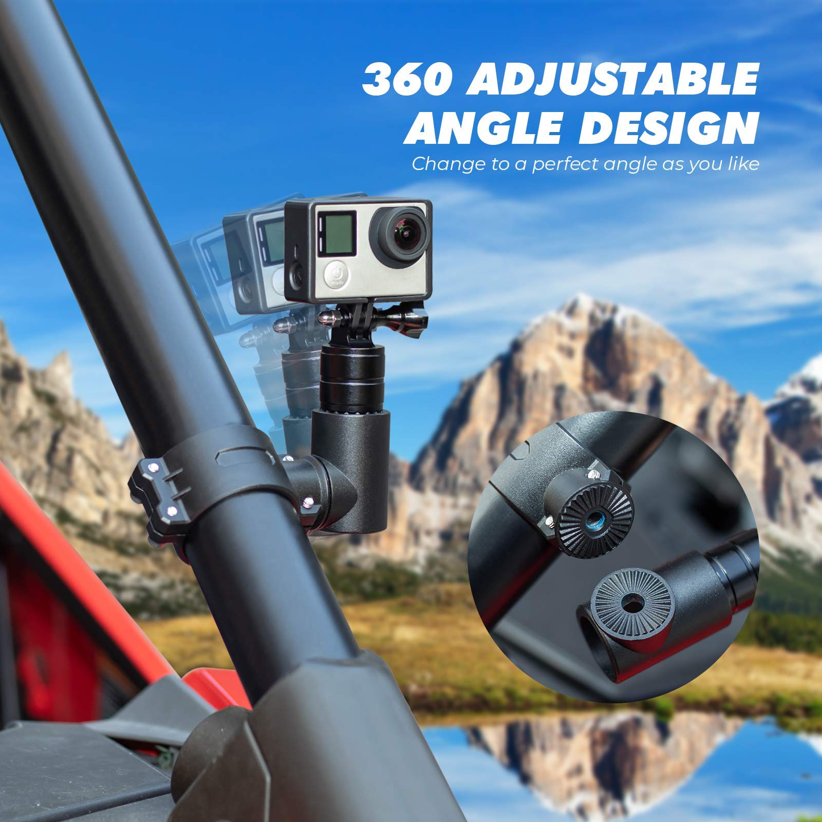 Photo of Go Pro Camera Holder for 1.75-2 inch roll bar by Kemimoto - Premium for UTVs / Side by Sides