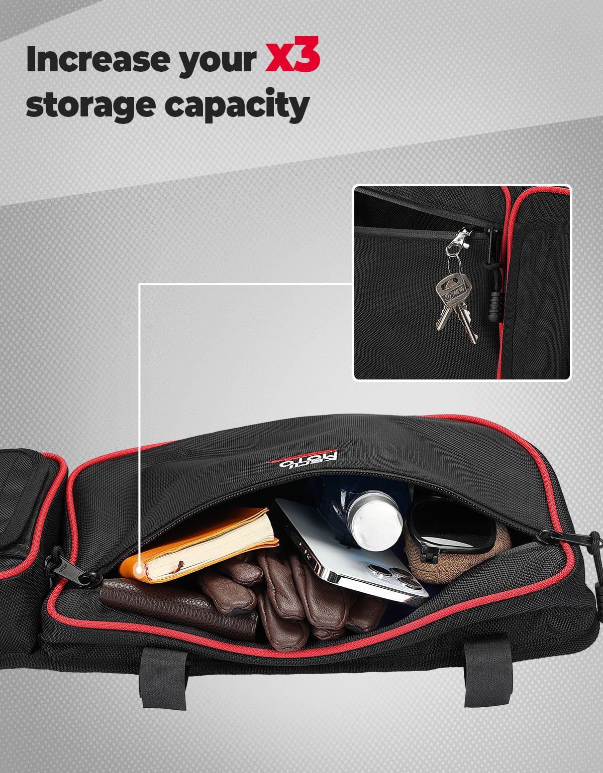 Photo of Kemimoto Door Bags with Removable Knee Pads for Can-Am Maverick X3 - Red by Kemimoto - Premium for UTVs / Side by Sides
