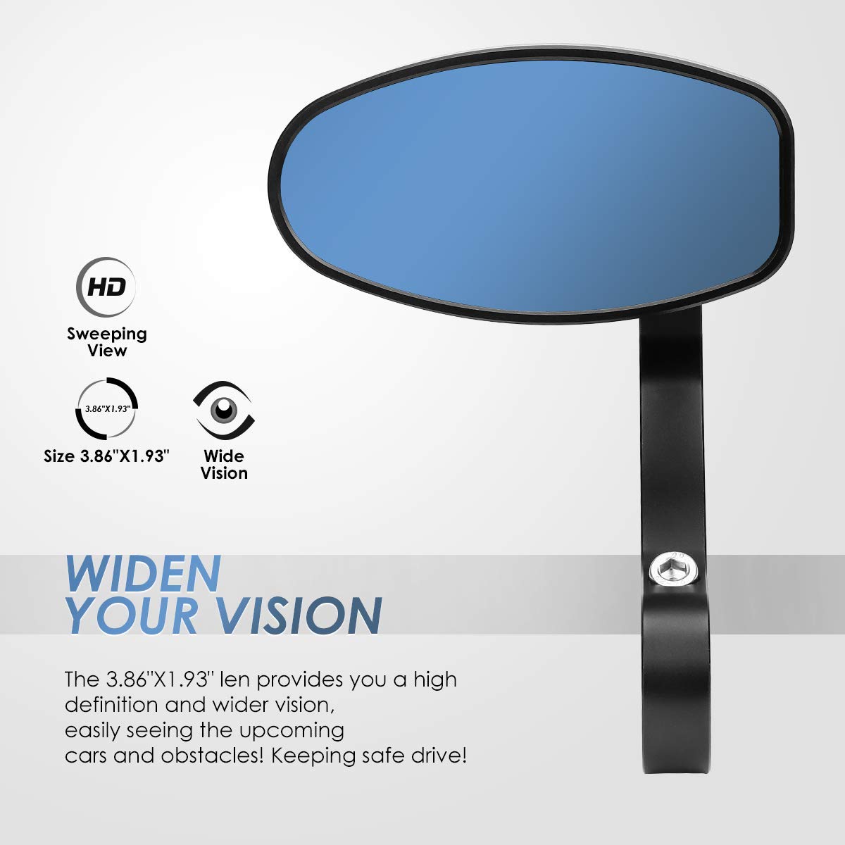 Photo of Motorcycle Handlebar Rearview Mirrors by Kemimoto - Premium for UTVs / Side by Sides