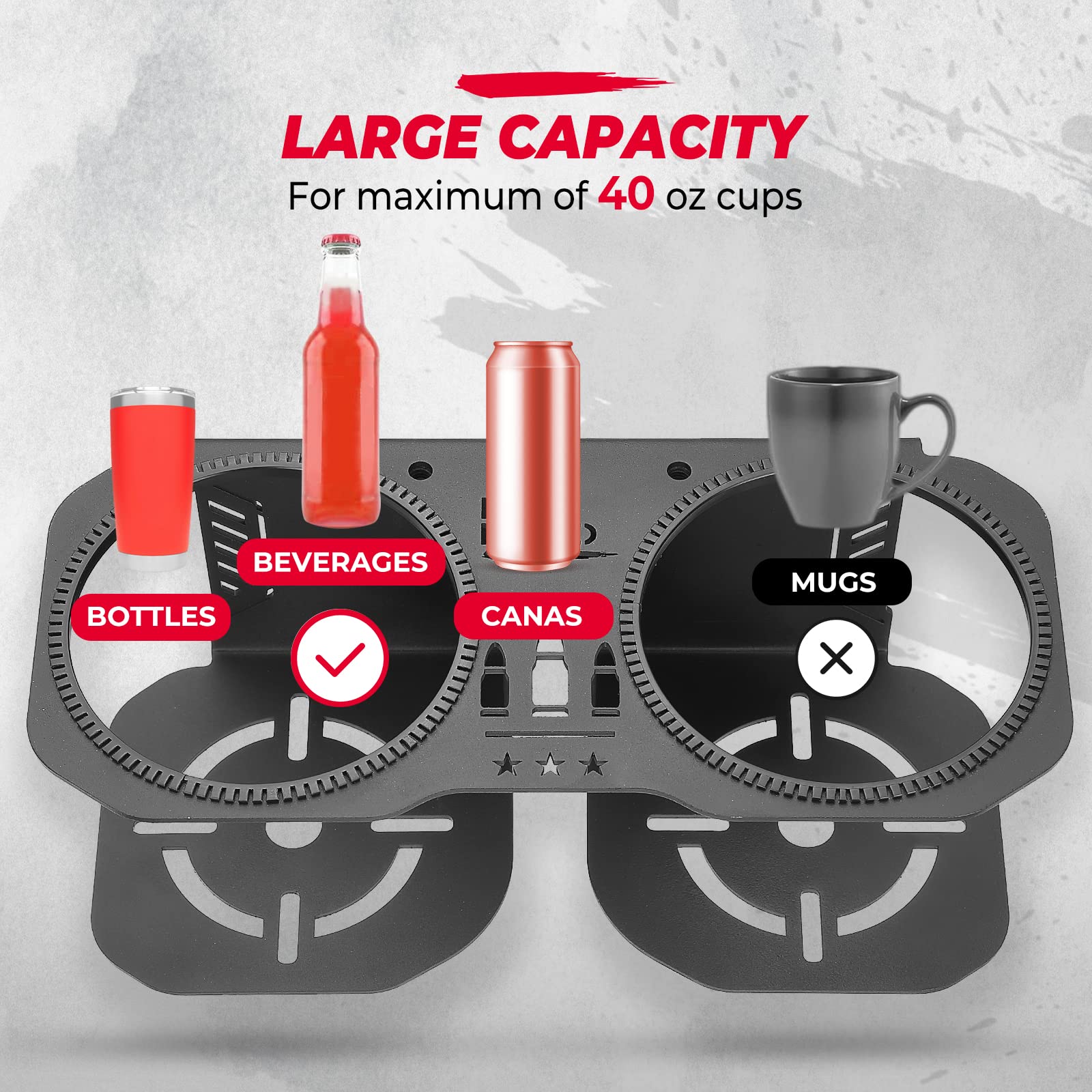 Photo of Upgrade Stable Garb Bar Cup Holder for Polaris RZR XP by Kemimoto - Premium for UTVs / Side by Sides