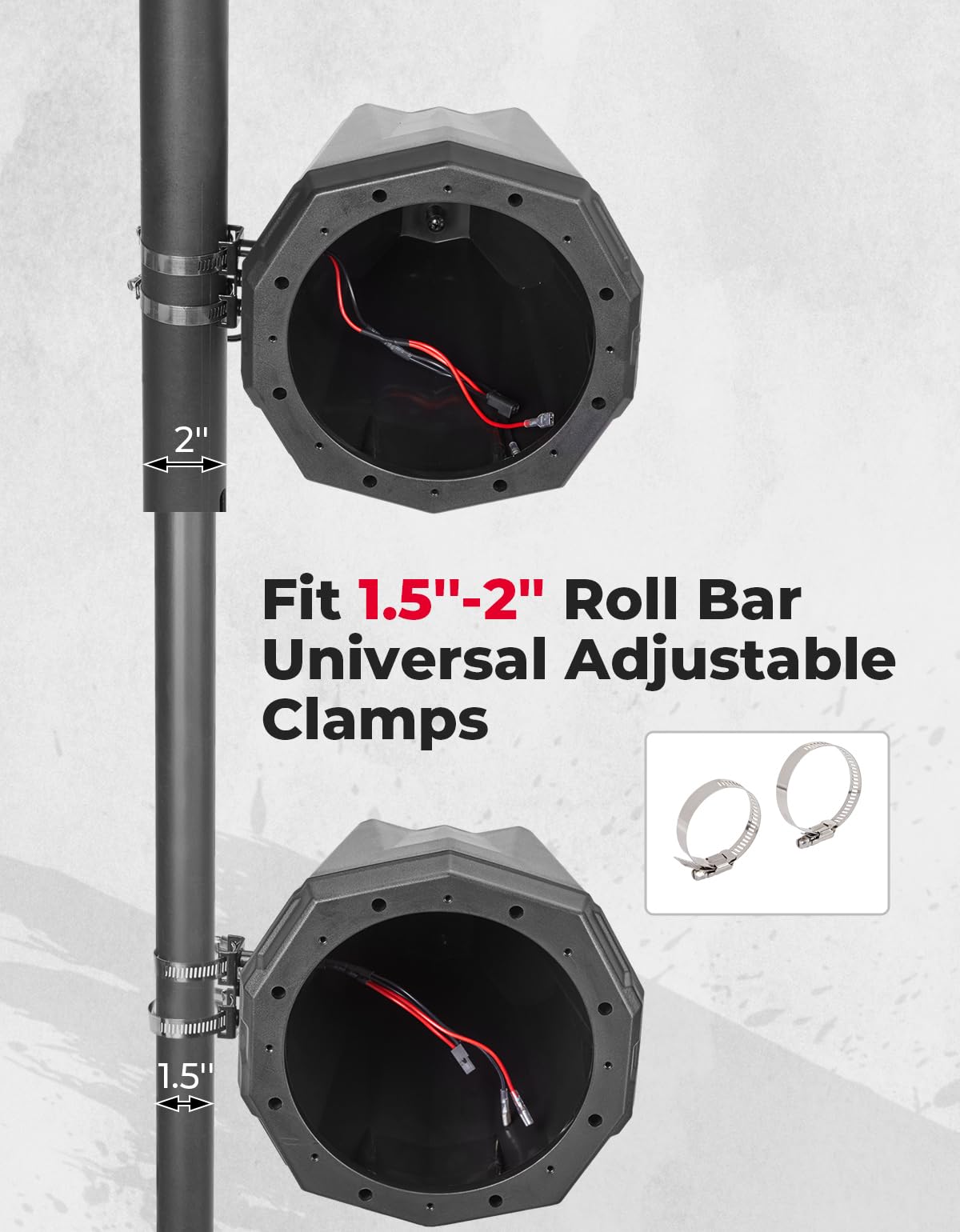 Photo of Kemimoto 8-Inch Speaker Pod Enclosure for All 1.5" to 2" Roll Bar by Kemimoto - Premium for UTVs / Side by Sides
