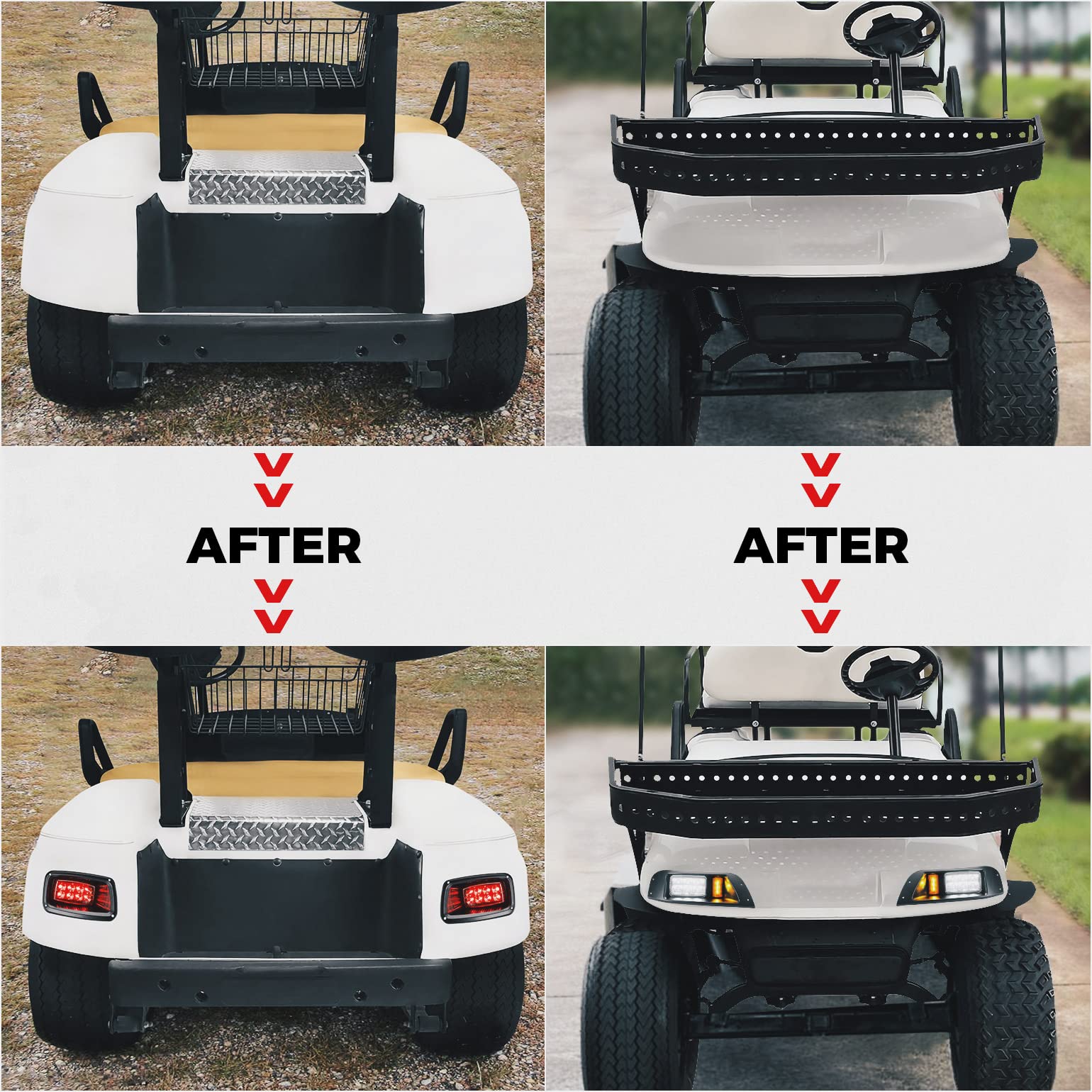 Photo of Golf Cart LED Full Light Kit with Turn Signal Switch for EZGO TXT 1996-2013 by Kemimoto - Premium for UTVs / Side by Sides