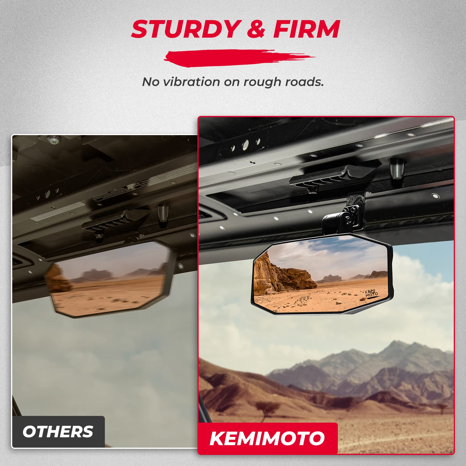 Photo of Rear View Mirror Tool free Adjustable for Ranger 1000 XP 900 500 570 / Crew by Kemimoto - Premium for UTVs / Side by Sides