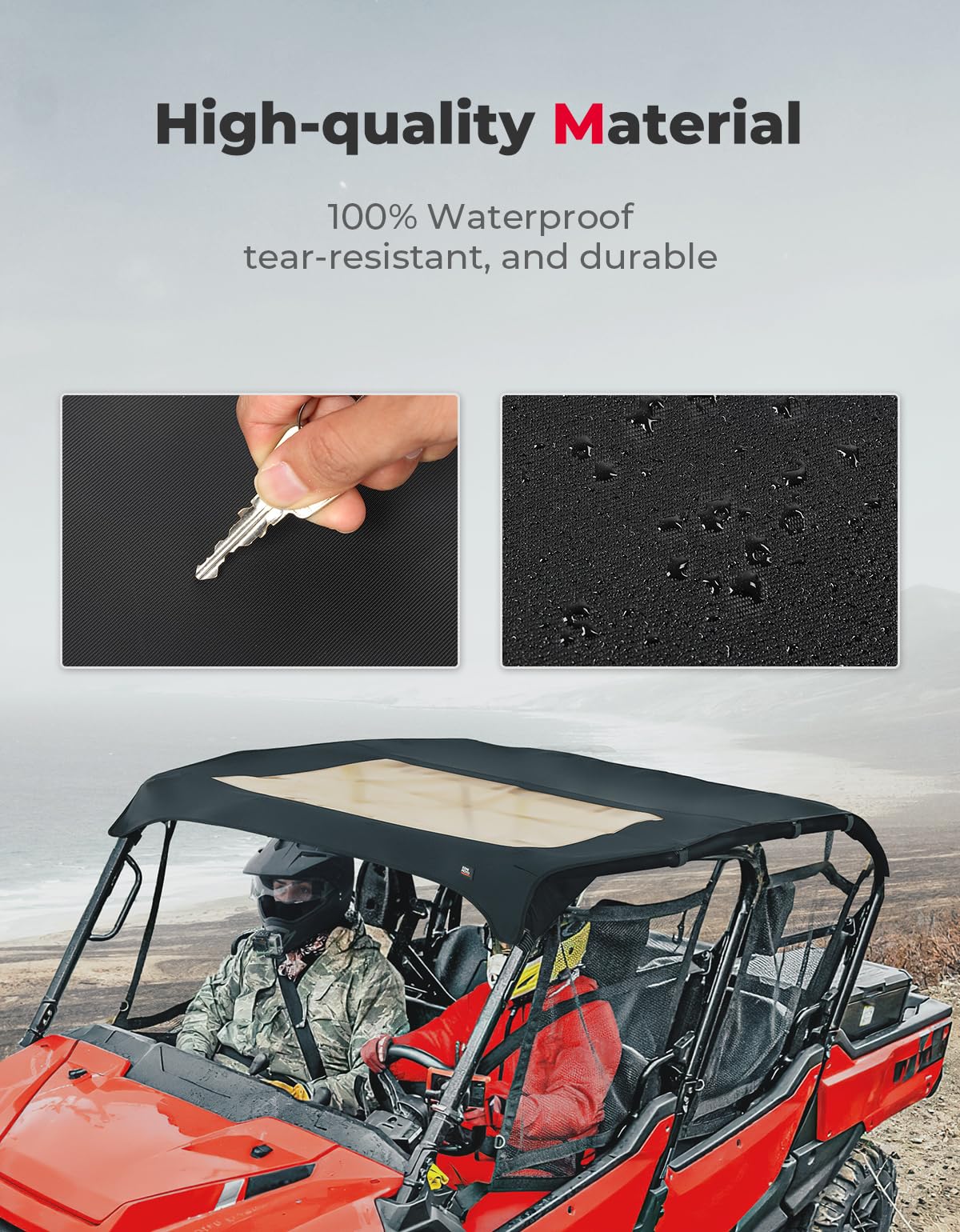 Photo of UTV Canvas Roof Water-Resistant Sunshade for Pioneer 1000-6 by Kemimoto - Premium for UTVs / Side by Sides