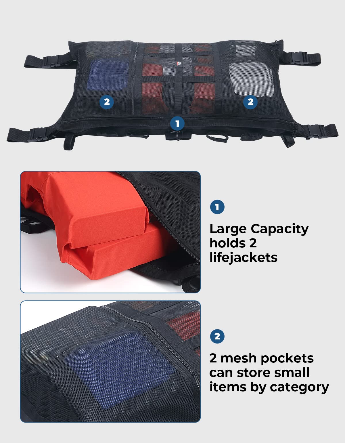 Photo of T-Top Boat Life Jackets Bag by Kemimoto - Premium for UTVs / Side by Sides