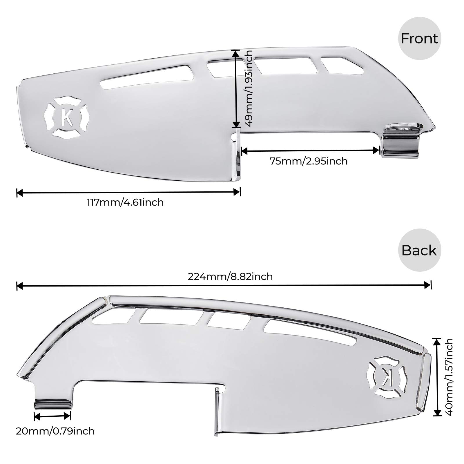 Photo of Motorcycle Rider Footboard Heel Guard, Chrome by Kemimoto - Premium for UTVs / Side by Sides