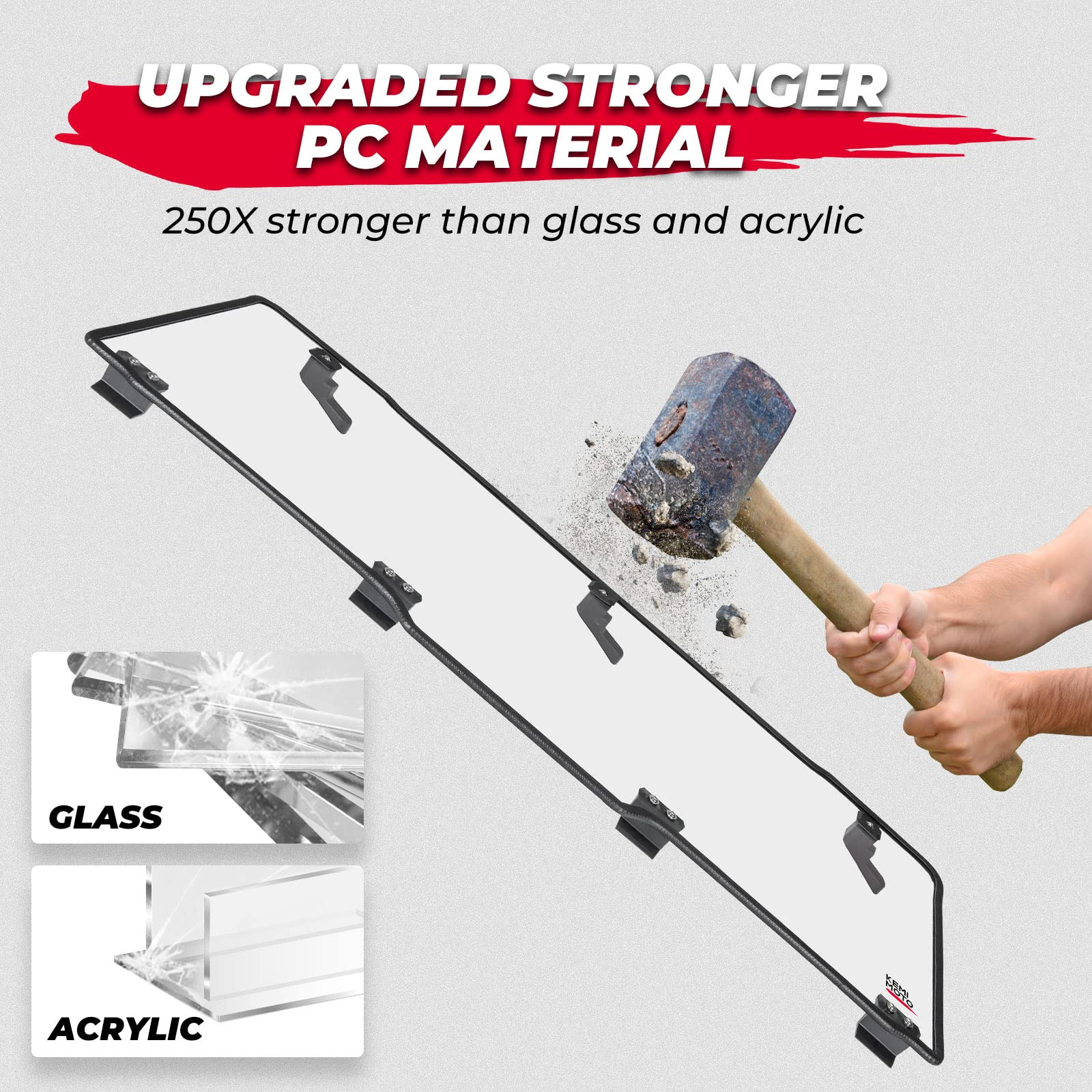 Photo of Rear Windshield Hard Tool-Free Install for Polaris Ranger XP 1000/Crew 2015-2024 by Kemimoto - Premium for UTVs / Side by Sides