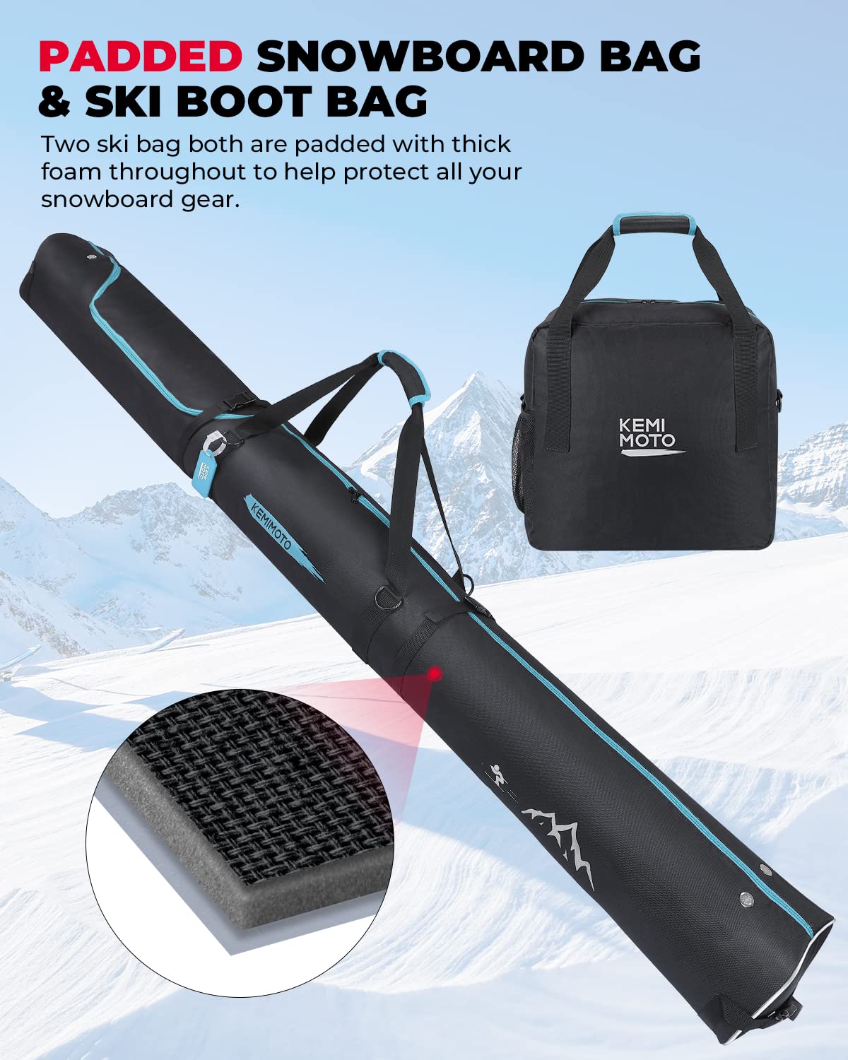Photo of Ski Bag & Boot Bag Combo Fit Skis Up to 200cm by Kemimoto - Premium for UTVs / Side by Sides