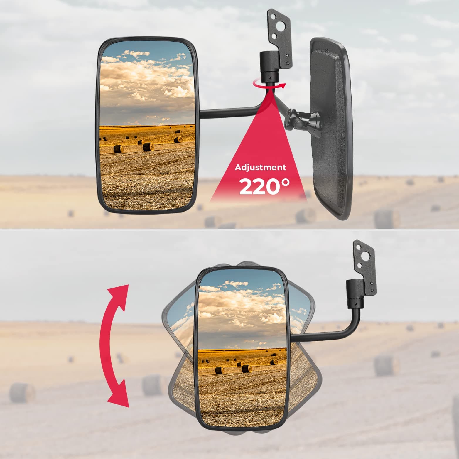 Photo of Set of Side View Mirrors for Kubota RTV X1100C by Kemimoto - Premium for UTVs / Side by Sides