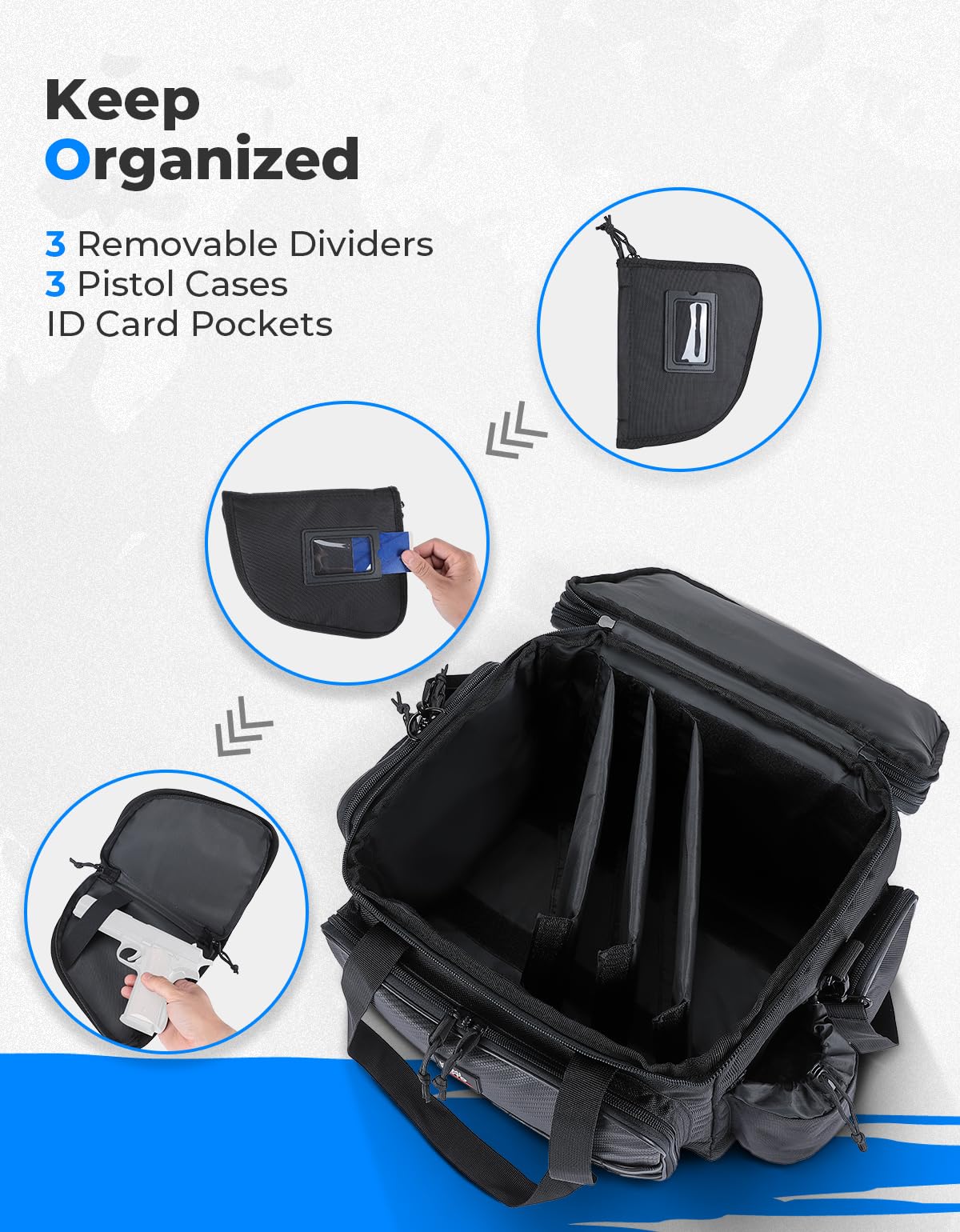 Photo of Pistol Range Bag for Shooting, Hunting, Black by Kemimoto - Premium for UTVs / Side by Sides