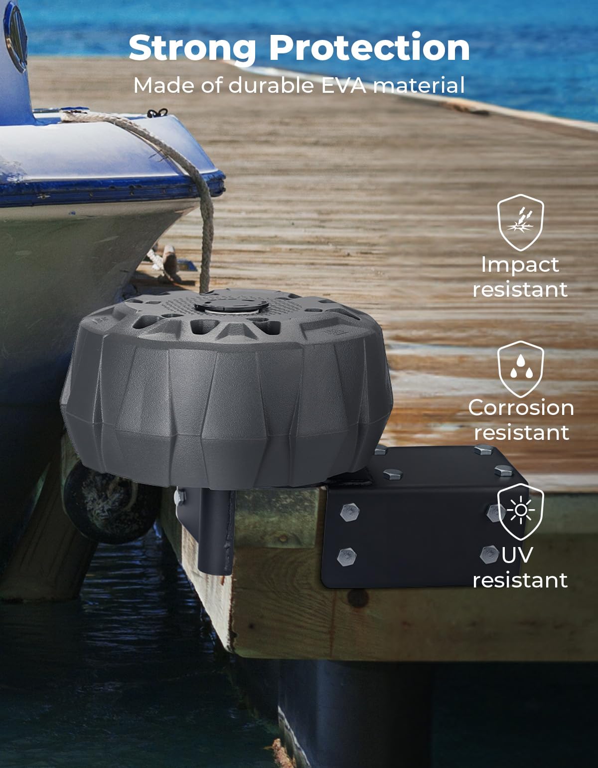 Photo of Kemimoto Boat Dock Bumper Wheel for Straight or Corner Mount, 1 PC, Grey by Kemimoto - Premium for UTVs / Side by Sides