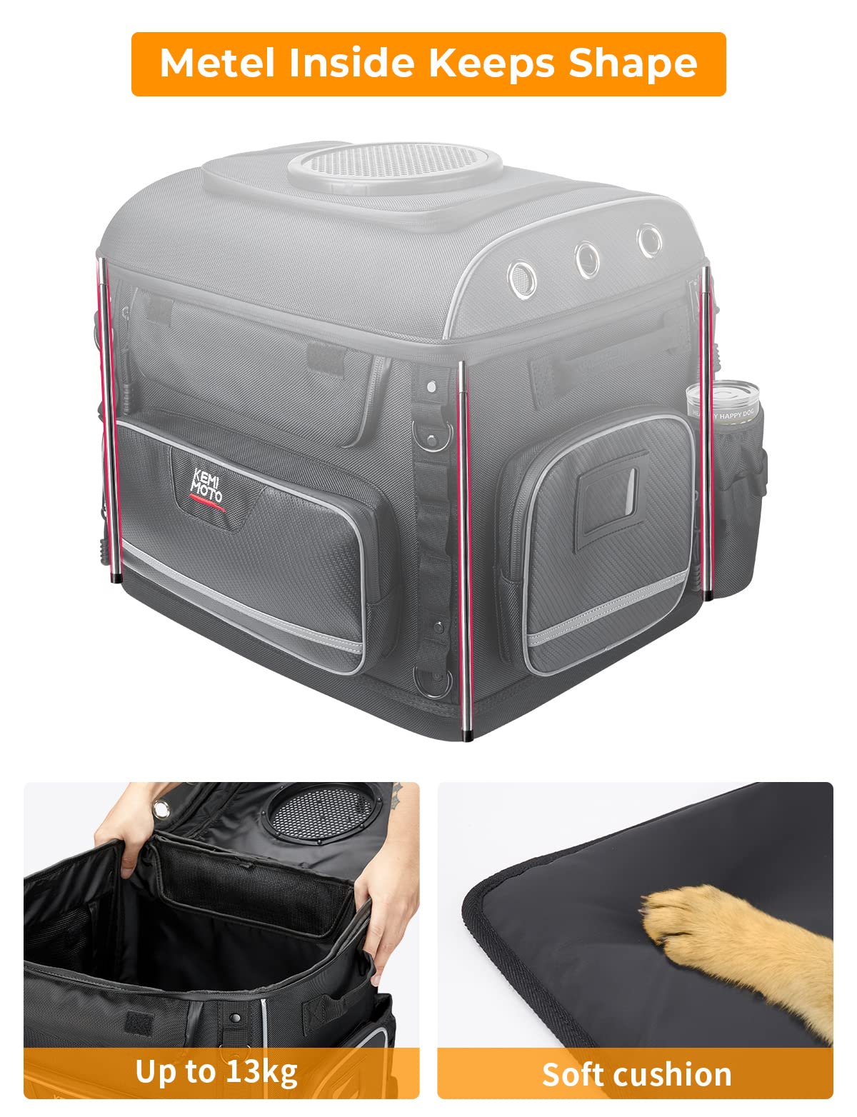 Photo of Motorcycle Pet Carrier Bag for Street Glide Road King by Kemimoto - Premium for UTVs / Side by Sides