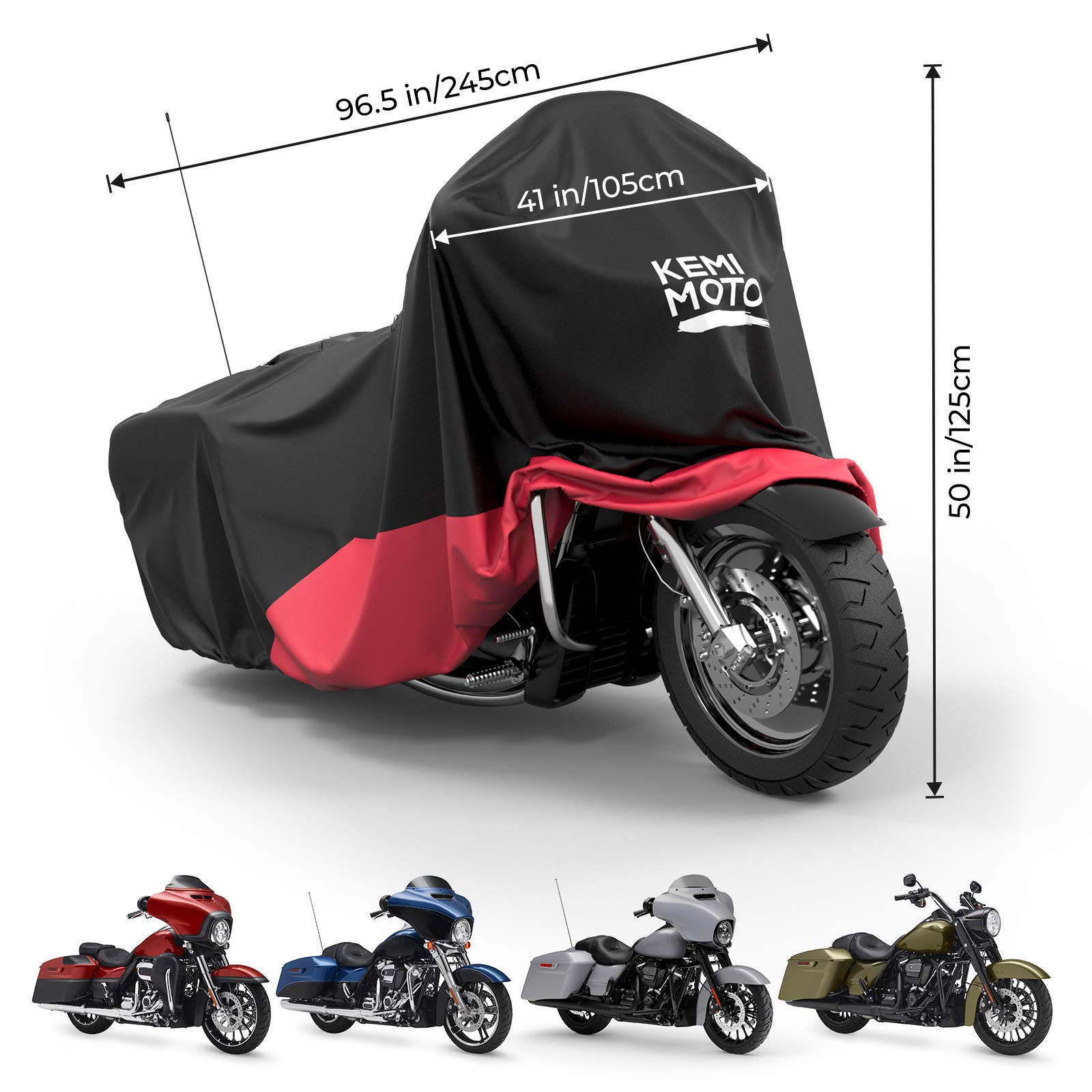 Photo of Motorcycle Cover for Touring Models Road King Street Glide Road Glide by Kemimoto - Premium for UTVs / Side by Sides
