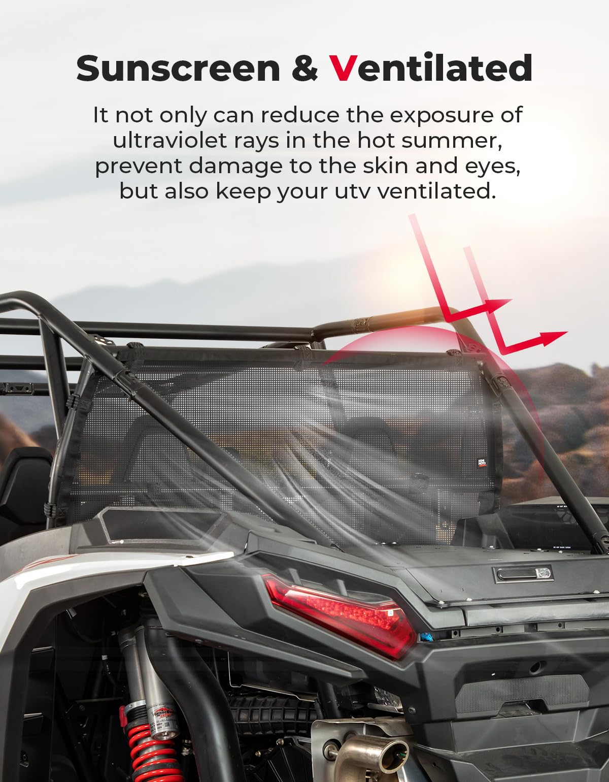 Photo of Rear Window Net for Polaris RZR XP 1000/4 1000 2024/2025+ by Kemimoto - Premium for UTVs / Side by Sides