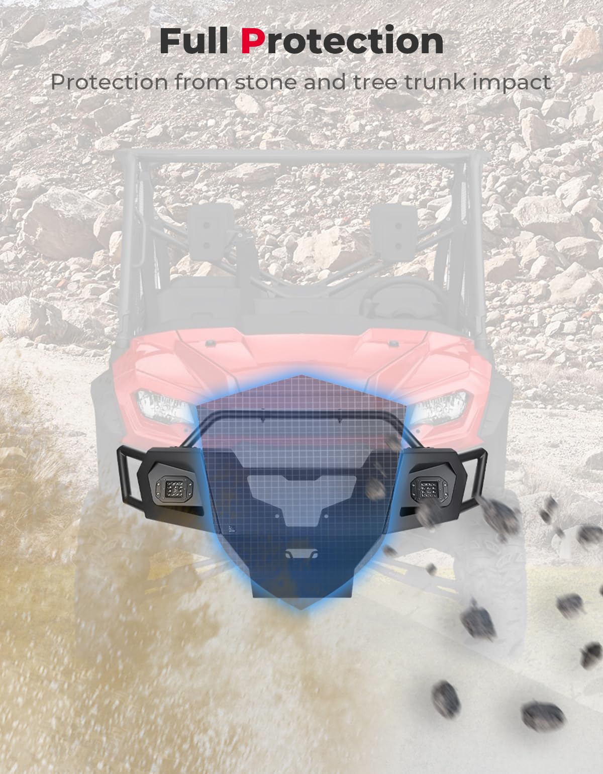 Photo of UTV Front Bumper with Lights for Pioneer 1000-6 2023-2024 by Kemimoto - Premium for UTVs / Side by Sides