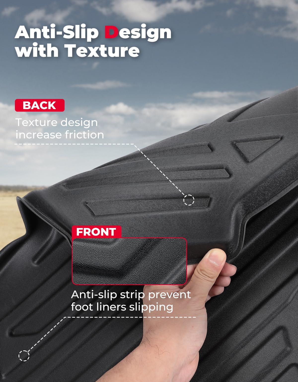 Photo of Kemimoto Floor Mats TPE All-Weather Anti-Slip Liners for Pioneer 1000-6 (4 Pcs) by Kemimoto - Premium for UTVs / Side by Sides