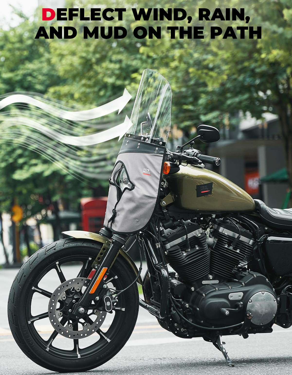 Photo of Motorcycle 18"x16" Clear Windshield With Windshield Cloth by Kemimoto - Premium for UTVs / Side by Sides