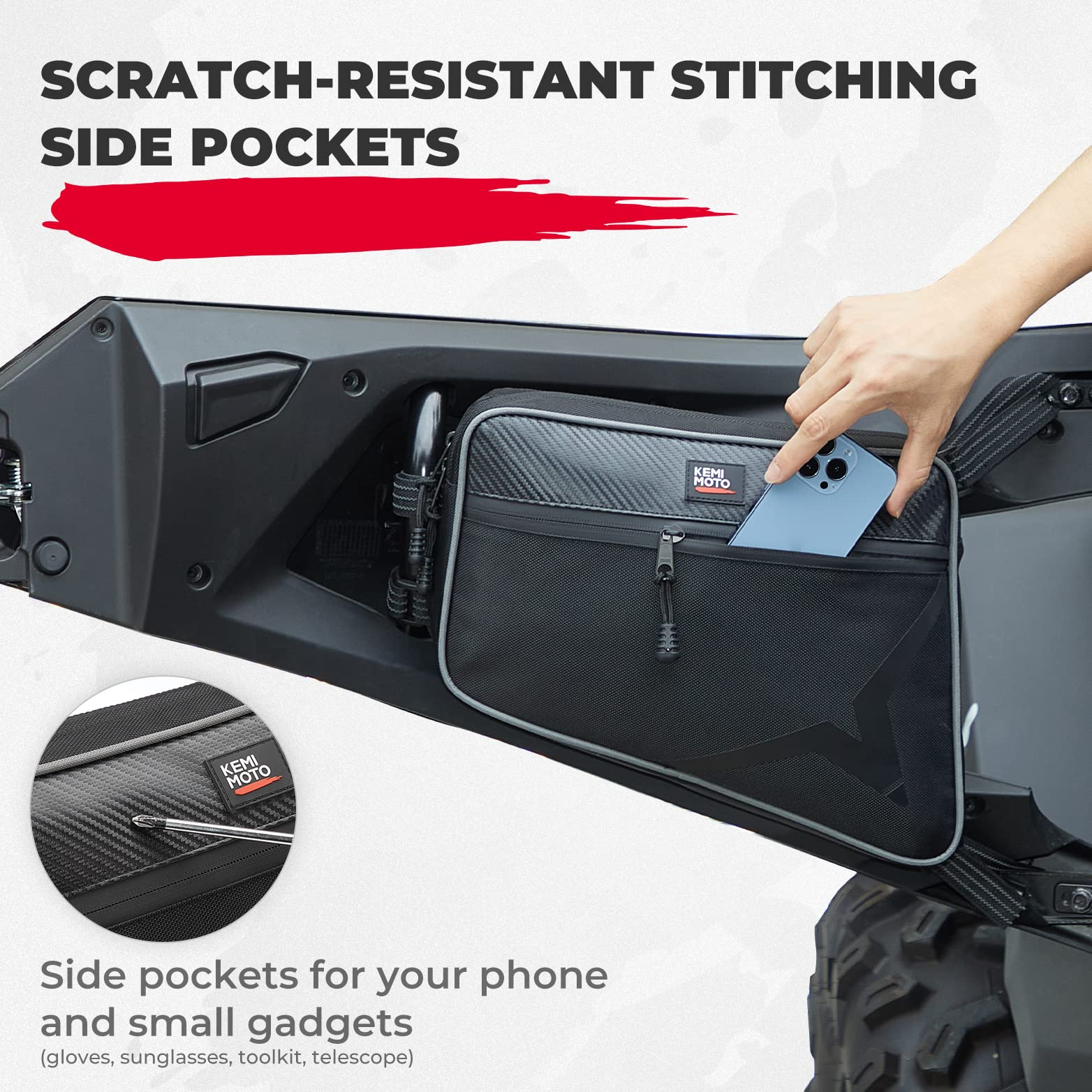 Photo of Storage Door Bags for CFMOTO ZForce 950 by Kemimoto - Premium for UTVs / Side by Sides